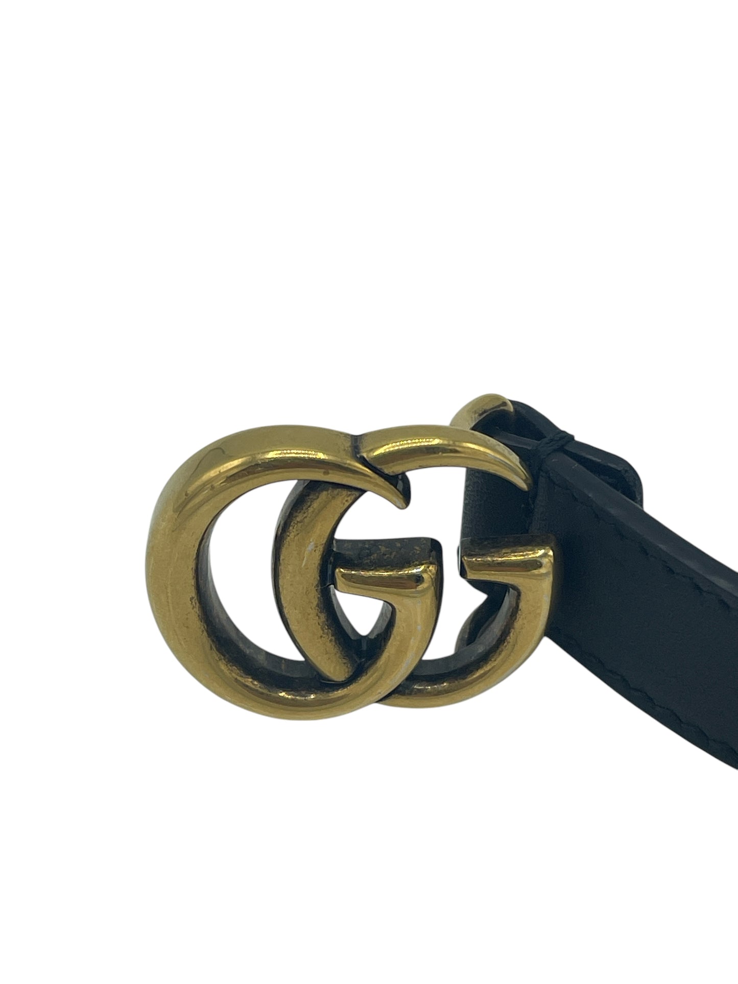 Gucci Black Leather GG Marmont Thin Belt 38