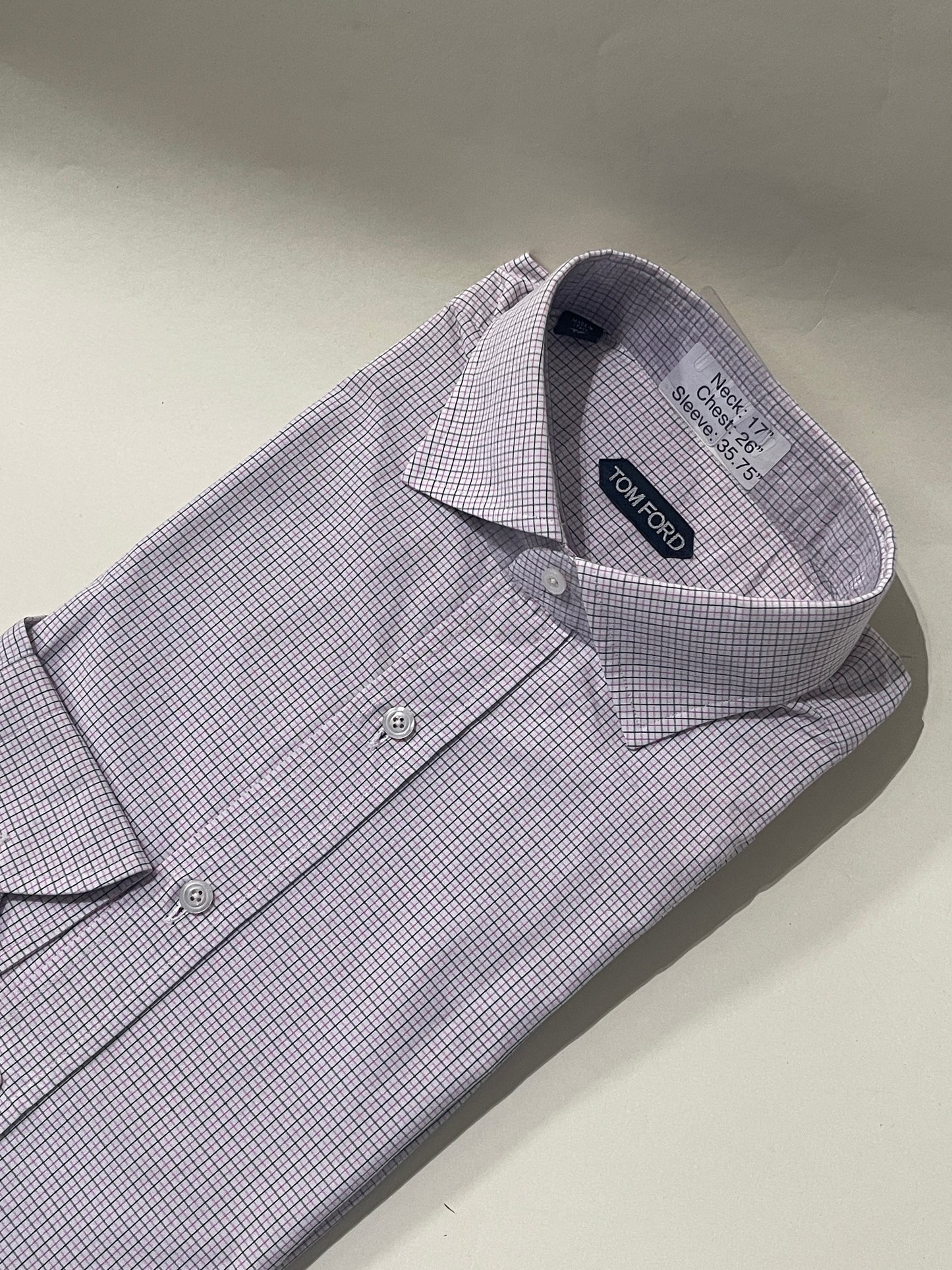 Tom Ford White Black & Pink Graph Check Dress Shirt 17