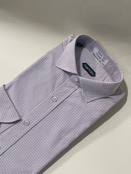 Tom Ford White Black & Pink Graph Check Dress Shirt 17
