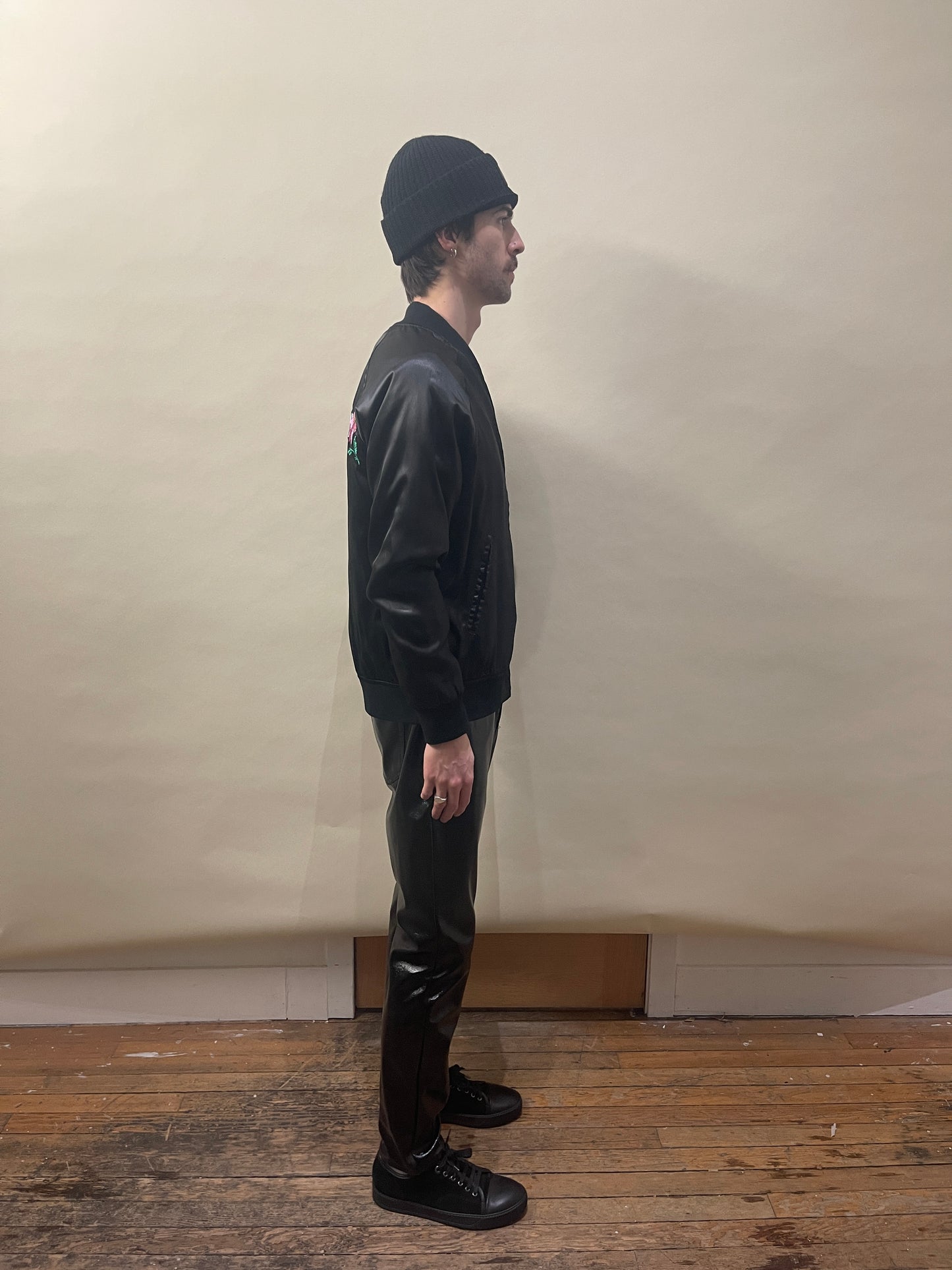 Stussy Black Satin 'California' Bomber Jacket Medium - M