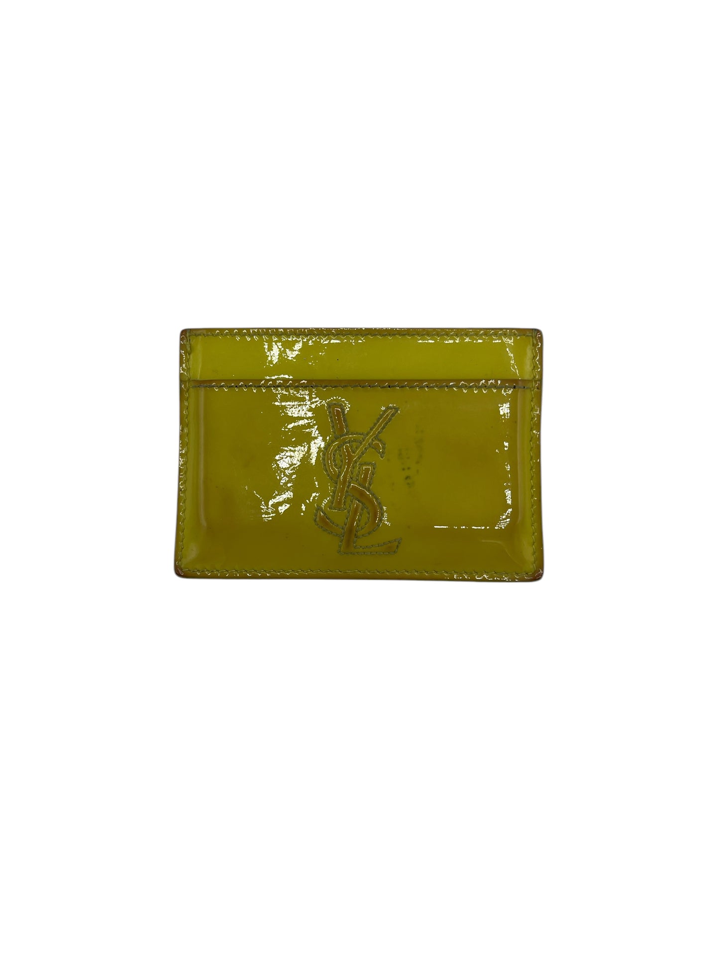 Yves Saint Laurent Yellow Patent Leather Belle De Jour Card Holder