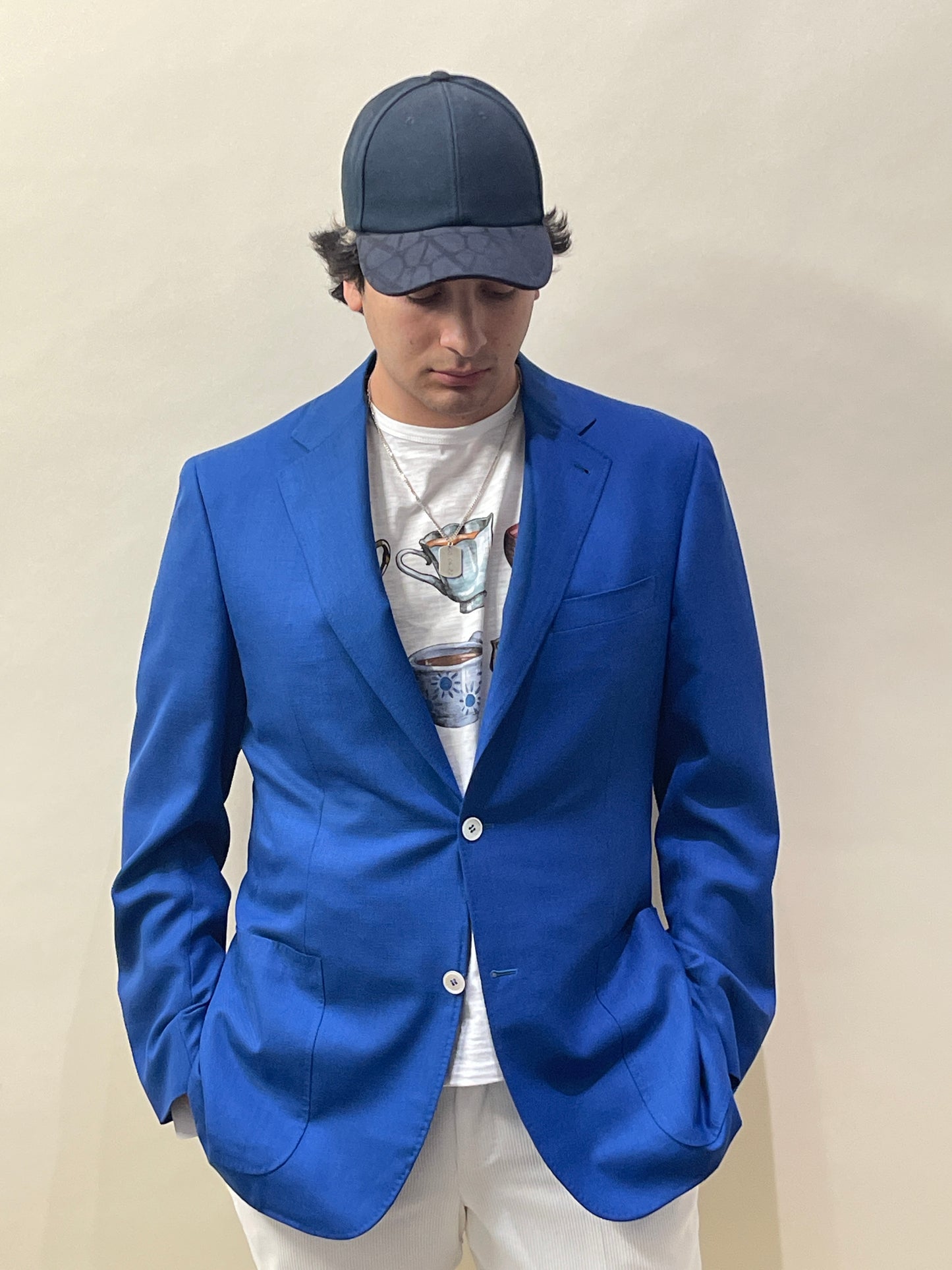 Canali Royal Blue Hopsack Wool Unlined Sport Coat 44L