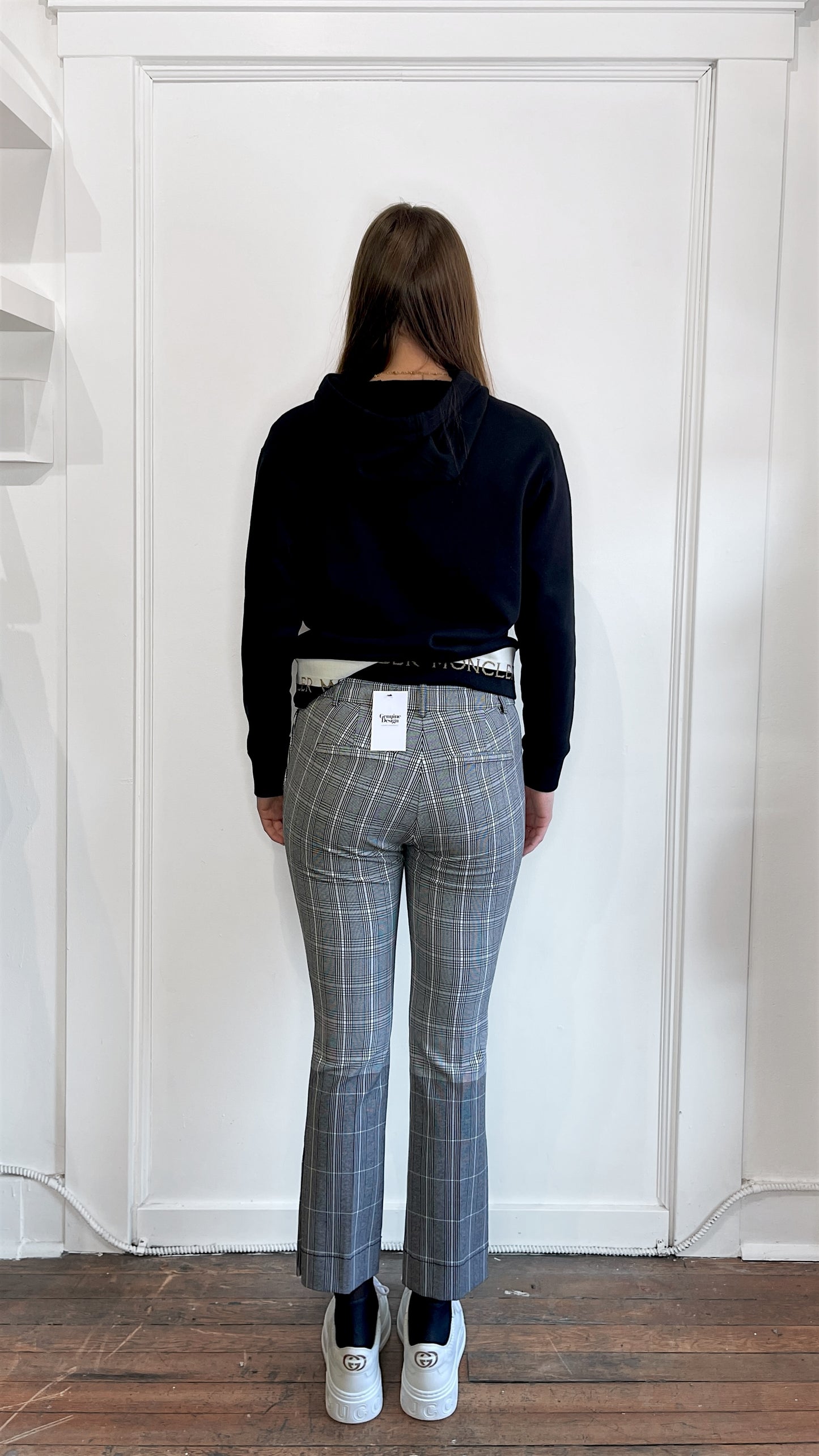 Derek Lam Black & White Glen Plaid Button Leg Trousers 6