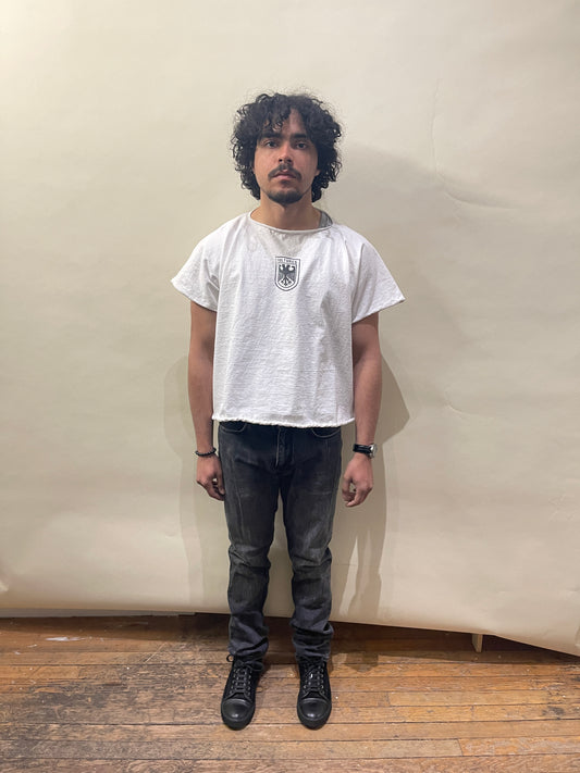 Yeezy White Heavy Cotton Vultures Boxy Whole Cut T-Shirt Small - S