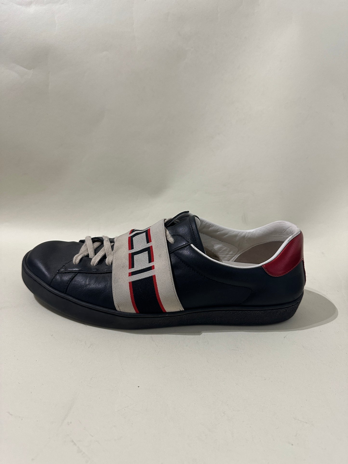 Gucci Black Leather Ace Stripe Sneakers 10 M / 11.5 W