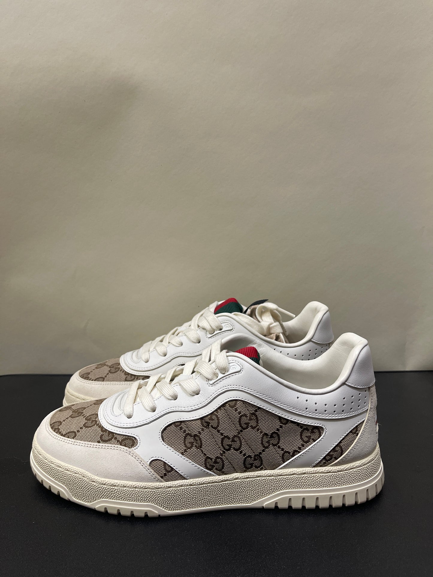 Gucci White Leather & Canvas Re-Web Sneakers 9 M / 10.5 W