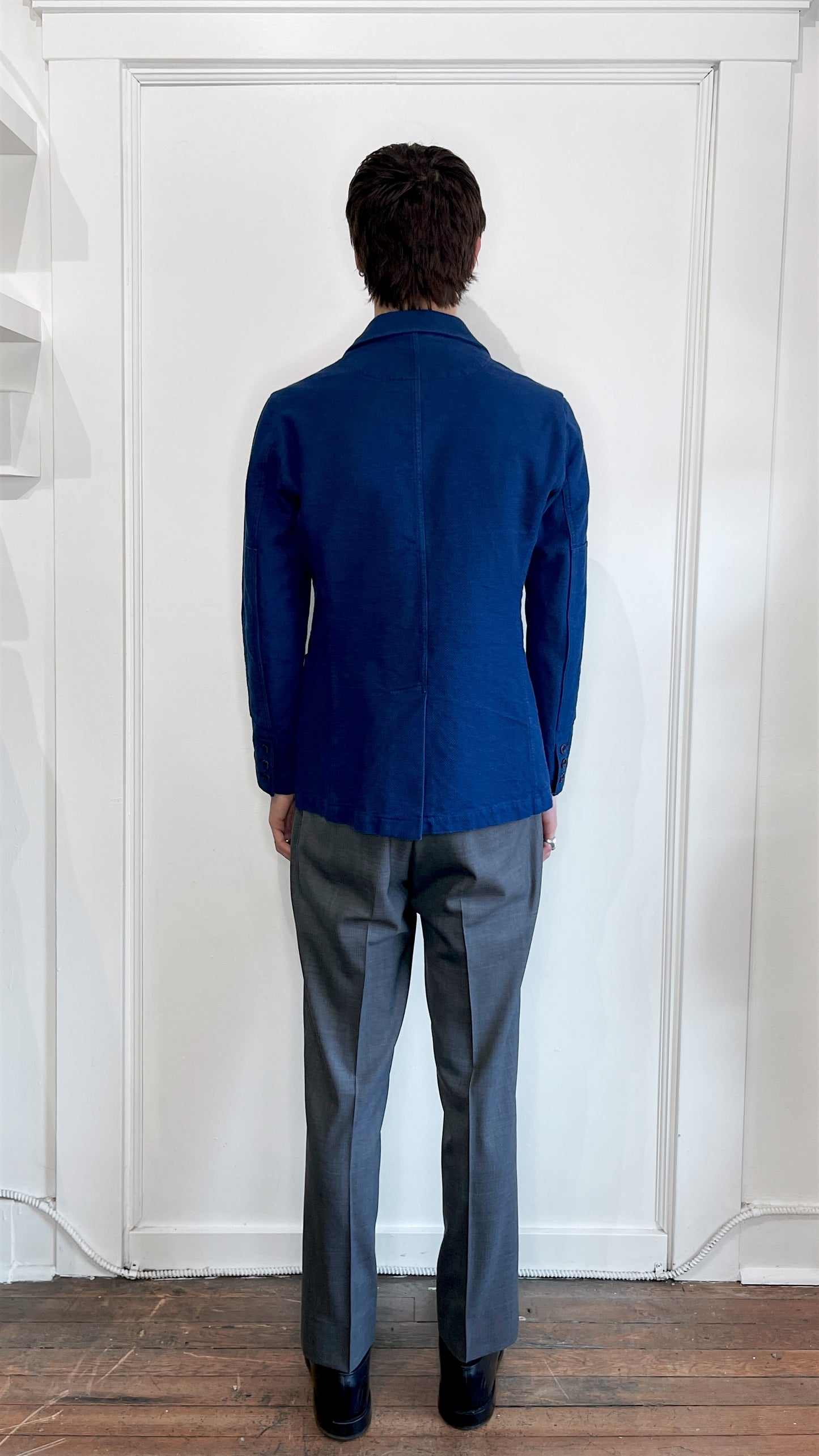 The Hill-Side Indigo Blue Cotton Unlined 3 Button Shacket 38