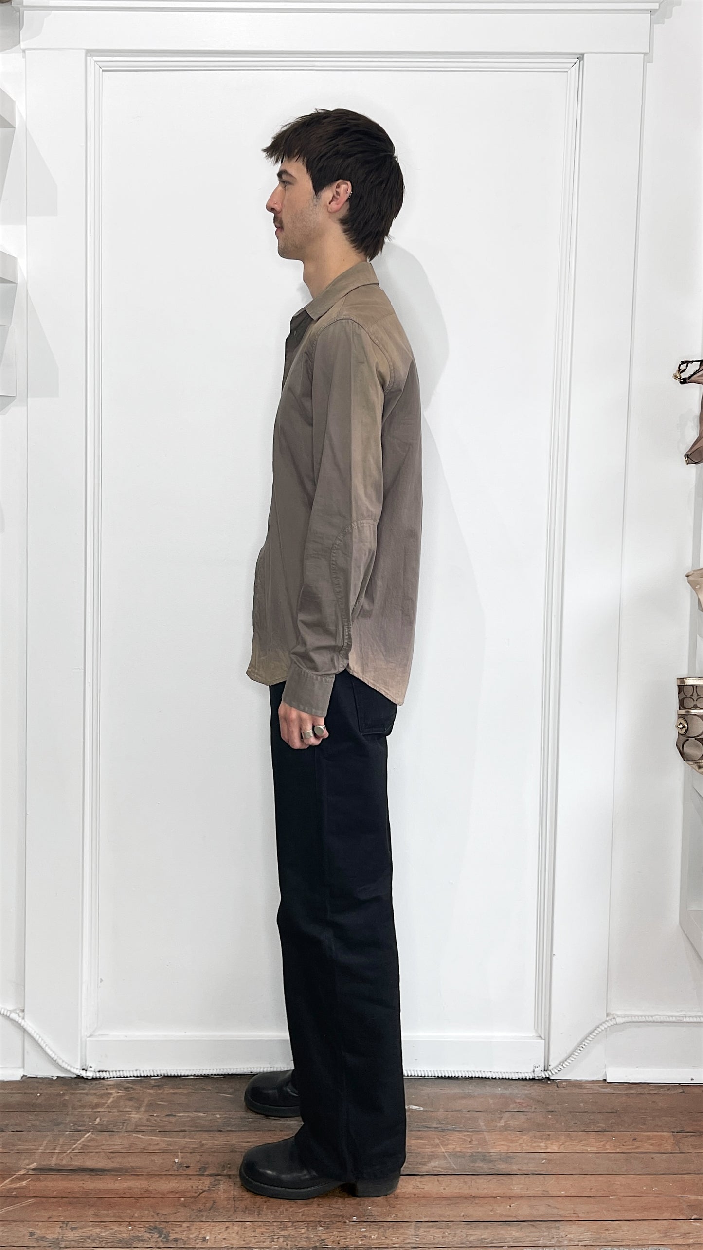 Maison Margiela Taupe Faded Shoulder Button Up Shirt Medium