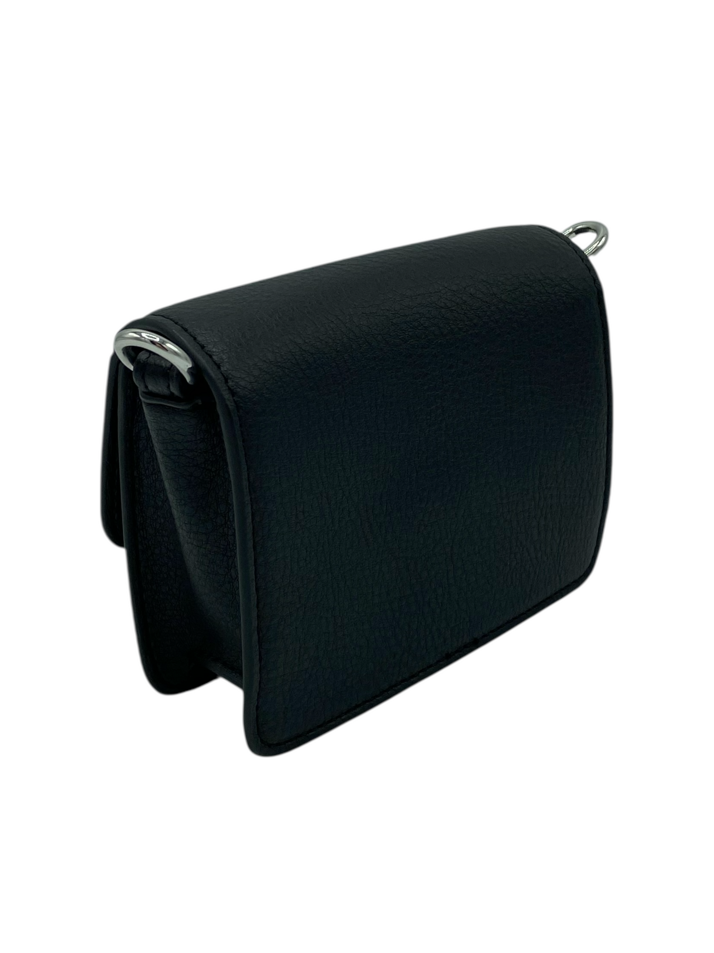 Versace Jeans Couture Black Grained Leather Small Crossbody Bag