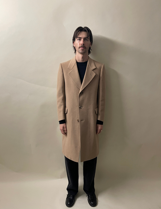 Duncan Craig Camel Wool Cashmere Mid Length Overcoat 38