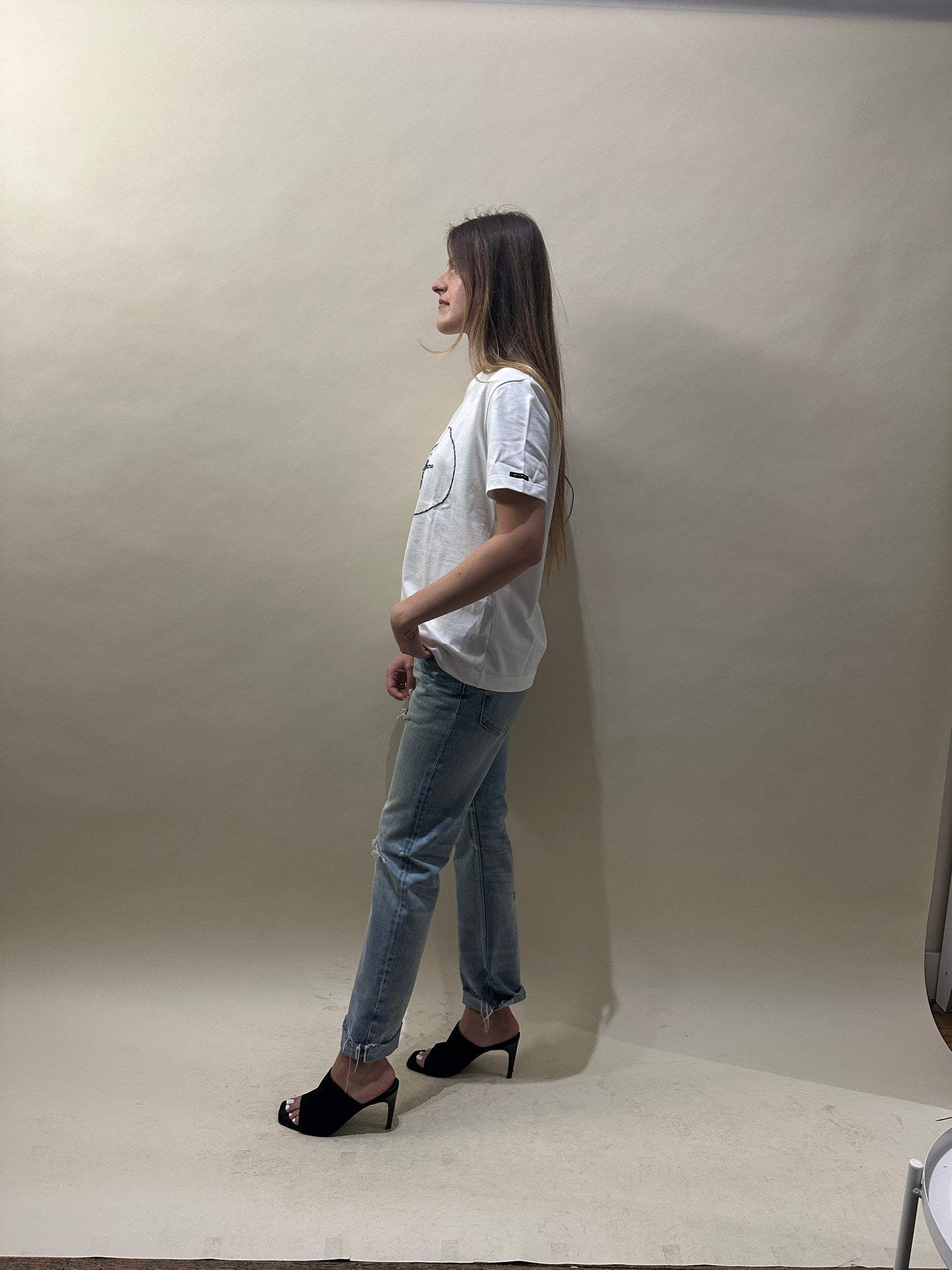 Etro White Cotton Embroidered Logo T-Shirt Small - S