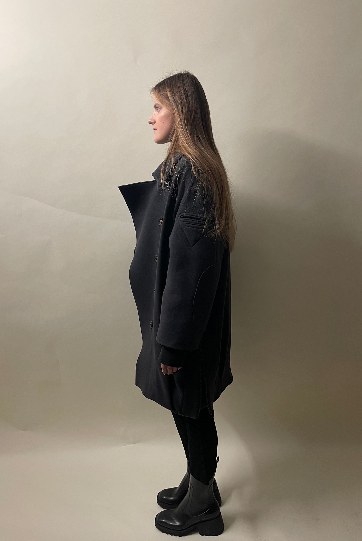 Stella McCartney Dark Grey Wool Oversized Side Zip DB Overcoat 44