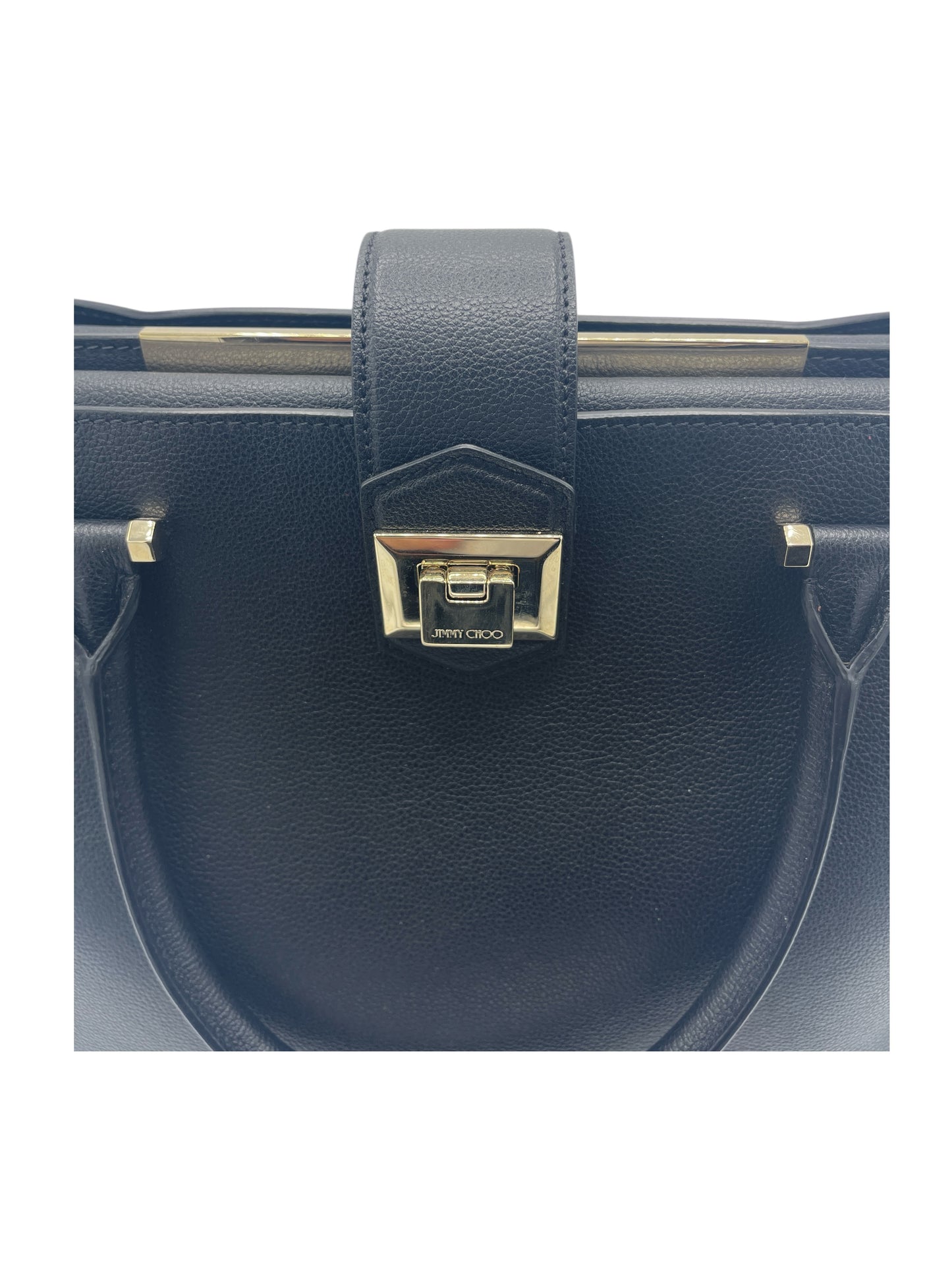 Jimmy Choo Black Grained Leather Marianne Tote Bag