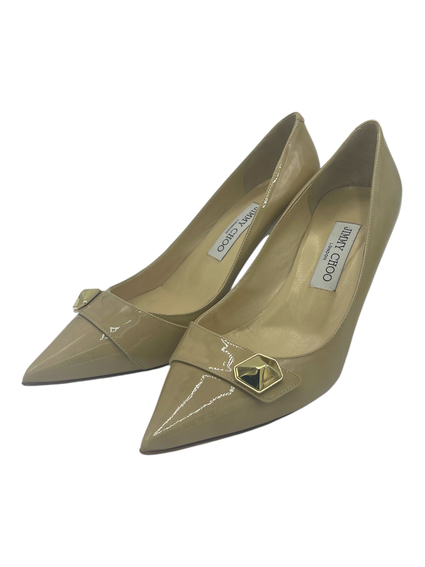 Jimmy Choo Beige Patent Leather Strap Pumps 7 M / 8.5 W