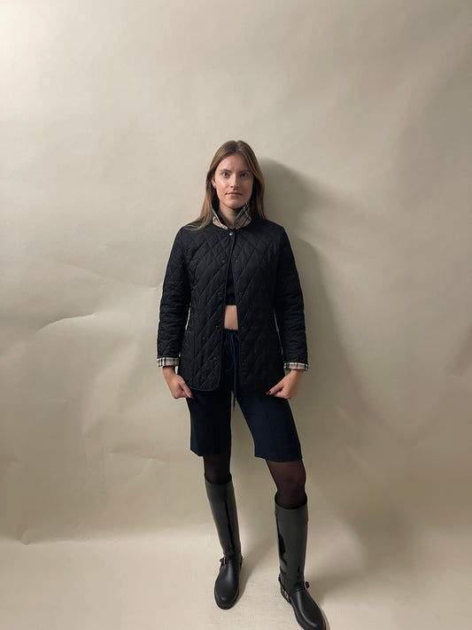 Burberry Black Lightweight Cotton Blend Harrington Jacket Small - S