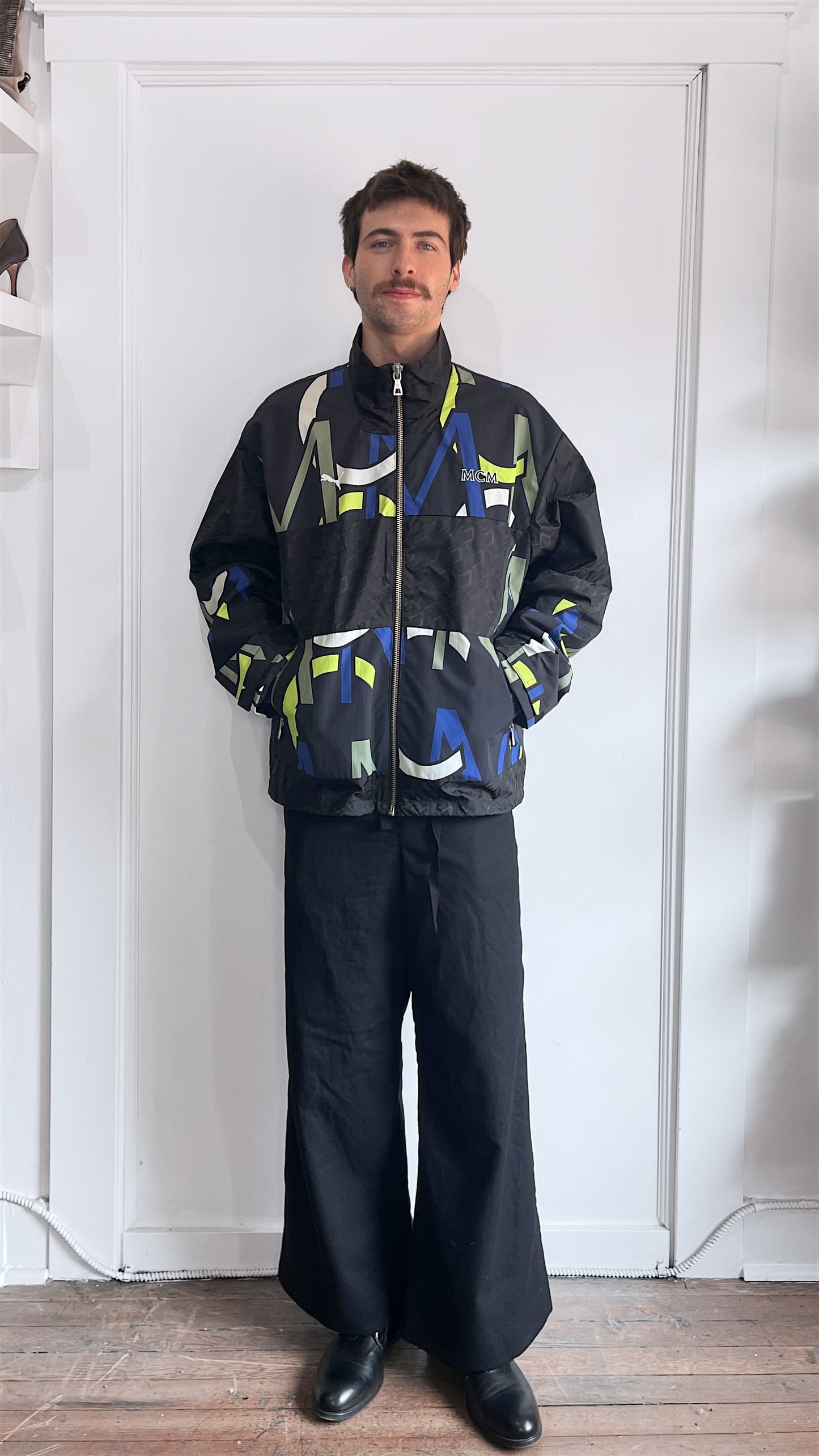 Puma x MCM Black, Green, & Blue AOP Track Jacket Medium