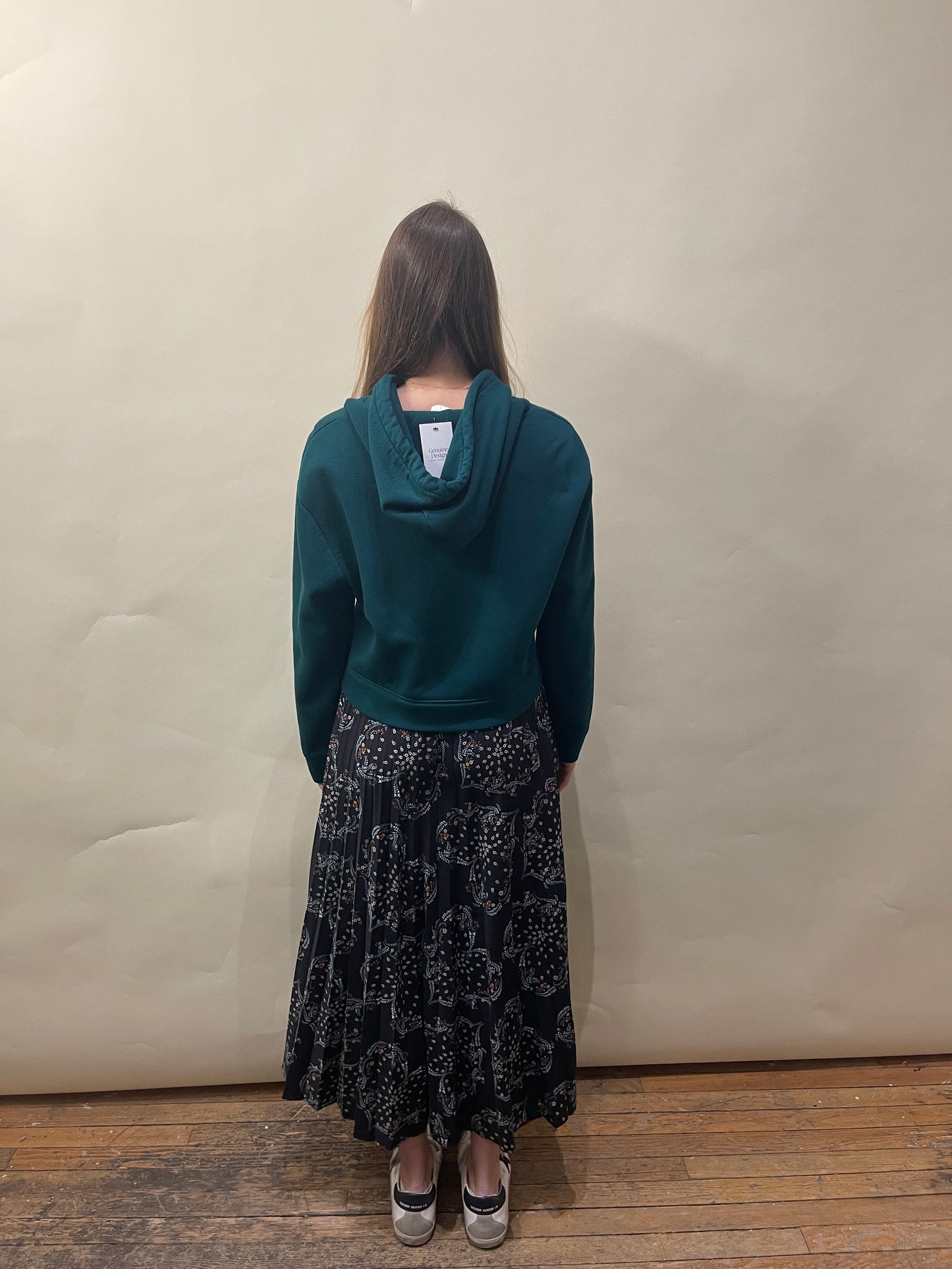 Sandro Turquoise & Black Maxi Hoodie Dress 40