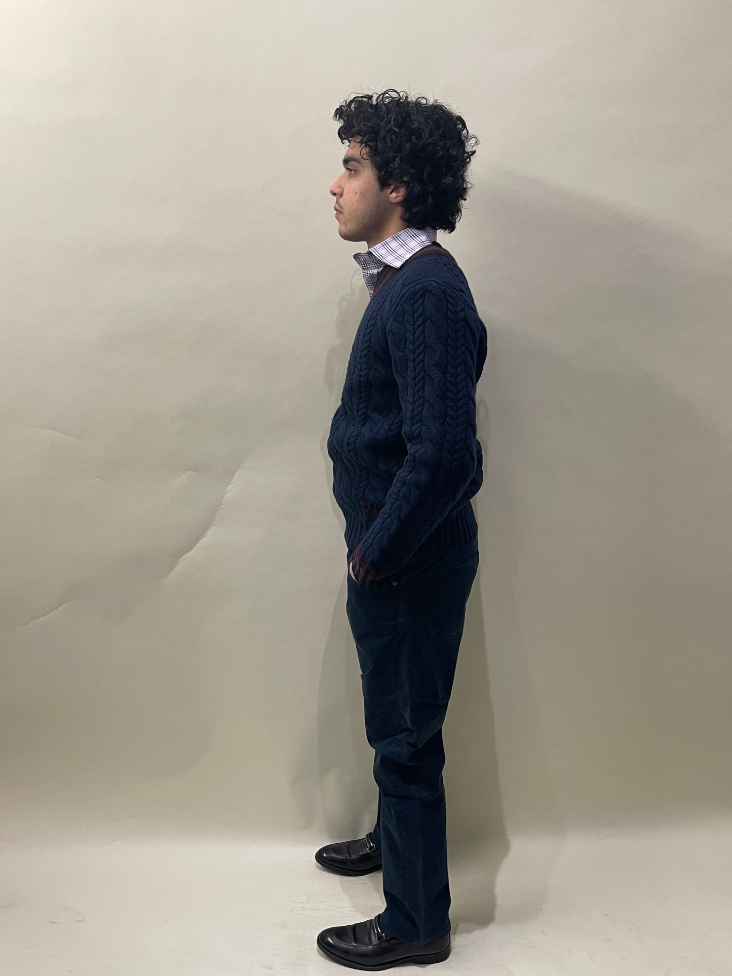 Polo Ralph Lauren Navy Blue, Maroon, Green Wool Cashmere Cricket Sweater Medium - M