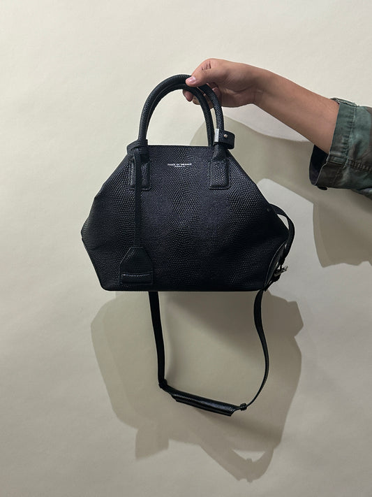 Tiger Of Sweden Black Leather Exotic Textured Handbag