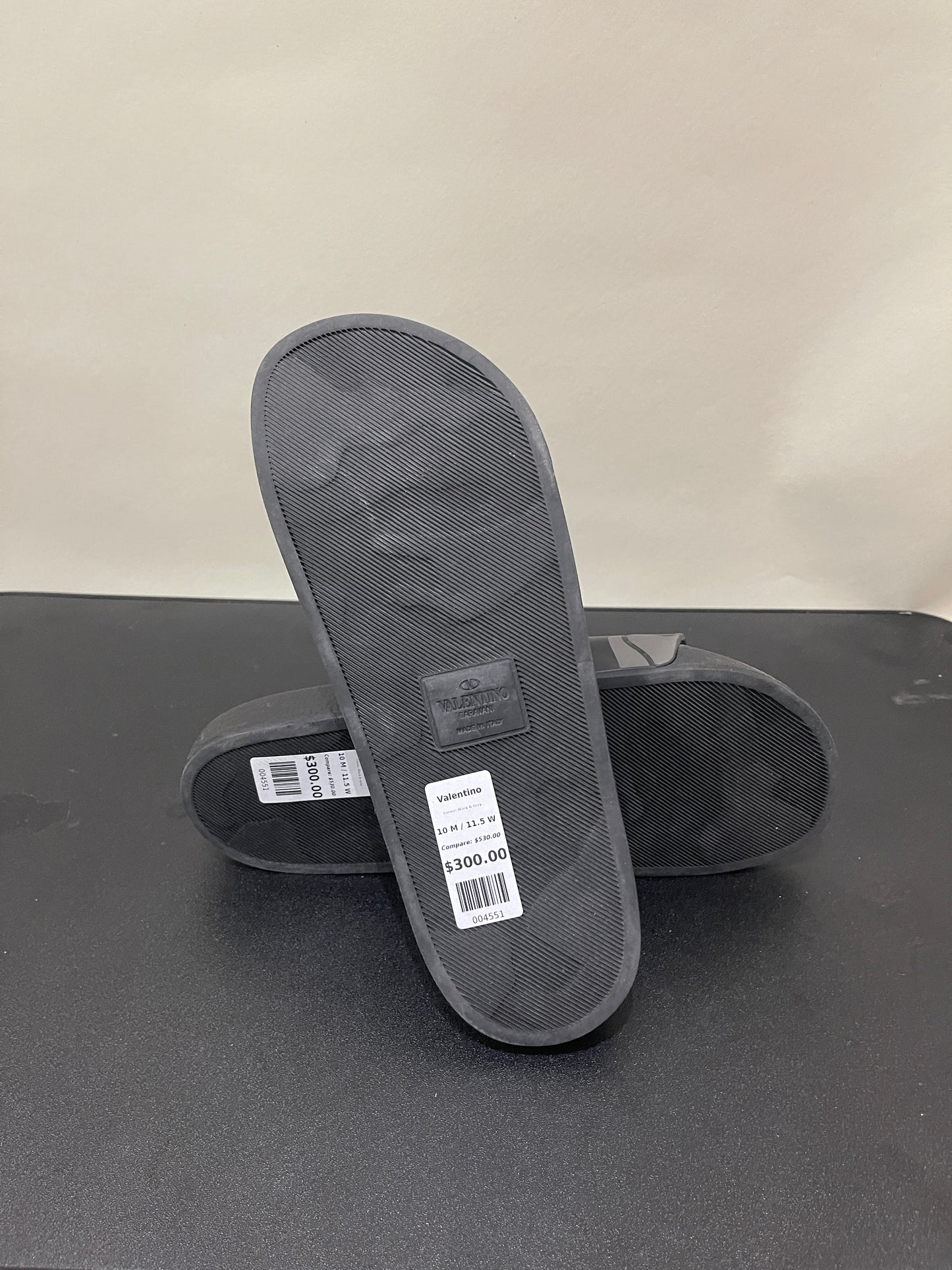 Valentino Black & Grey Camo Rubber Slides 10 M / 11.5 W