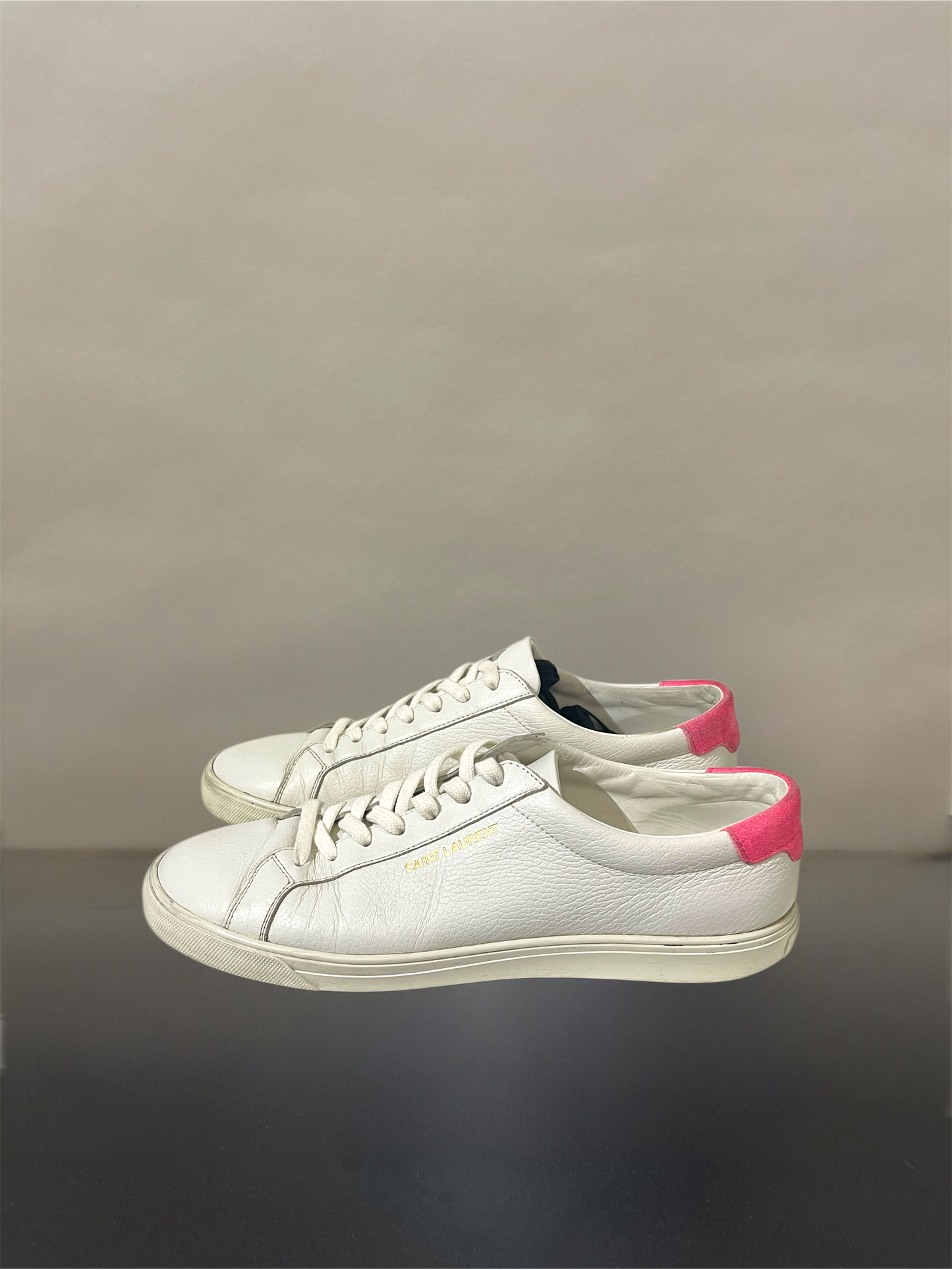 Saint Laurent White & Pink Leather Classic Sneakers 11.5 M / 13 W