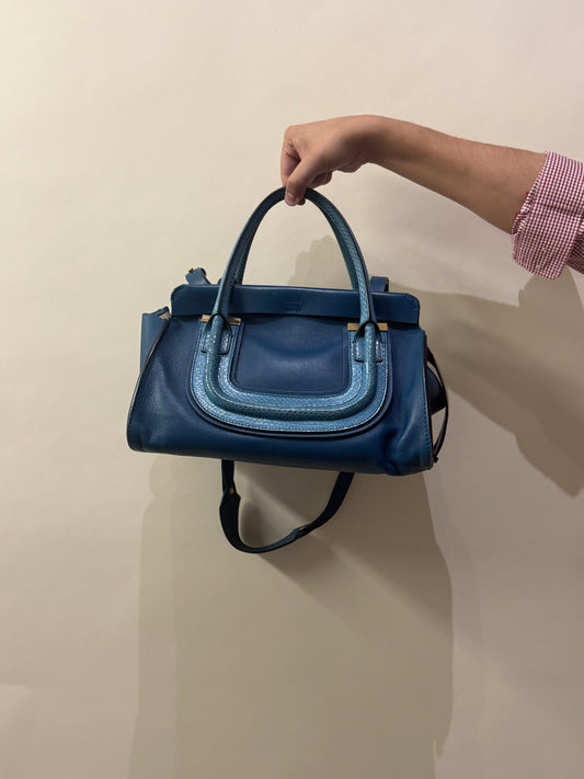 Chloé Multi Blue Mixed Material Everston Convertible Doctor Bag