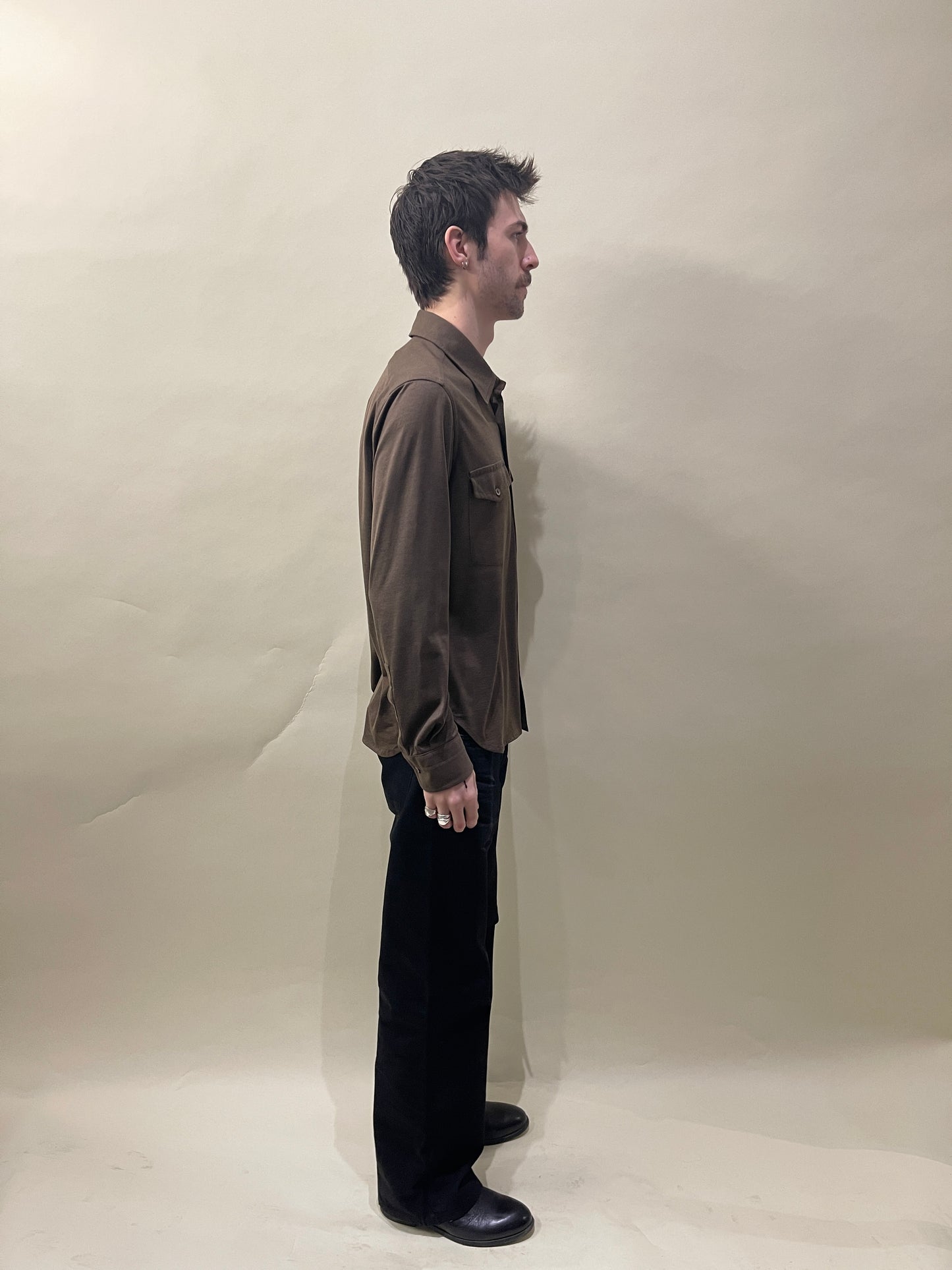 Tom Ford Brown Silk Cotton Double Pocket Casual LS Button Up 38