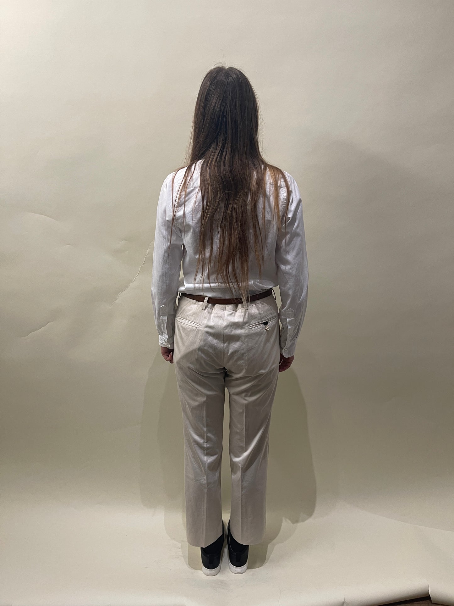 Prada Light Beige Straight Fit Lightweight Chino Pants 34