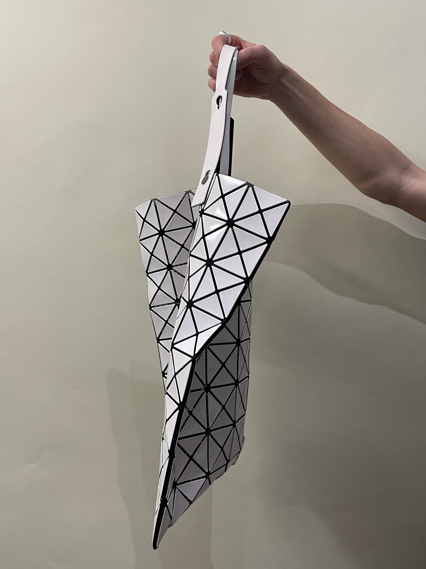 Bao Bao Issey Miyake White Vinyl Prism Tote 18"