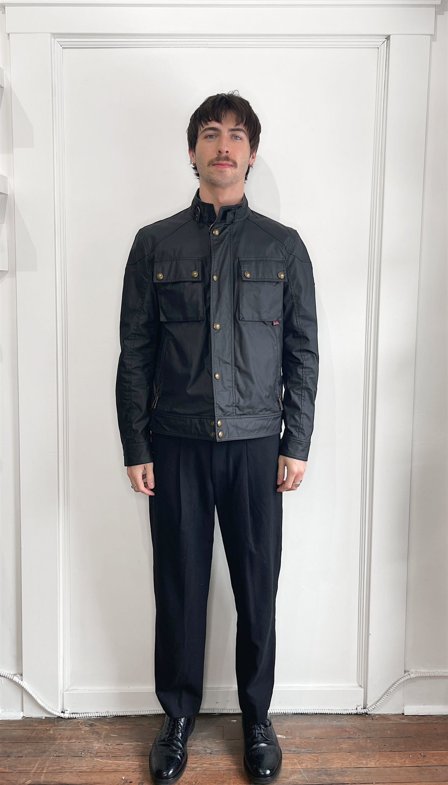 Belstaff Black Waxed Cotton Racemaster Short Jacket 38