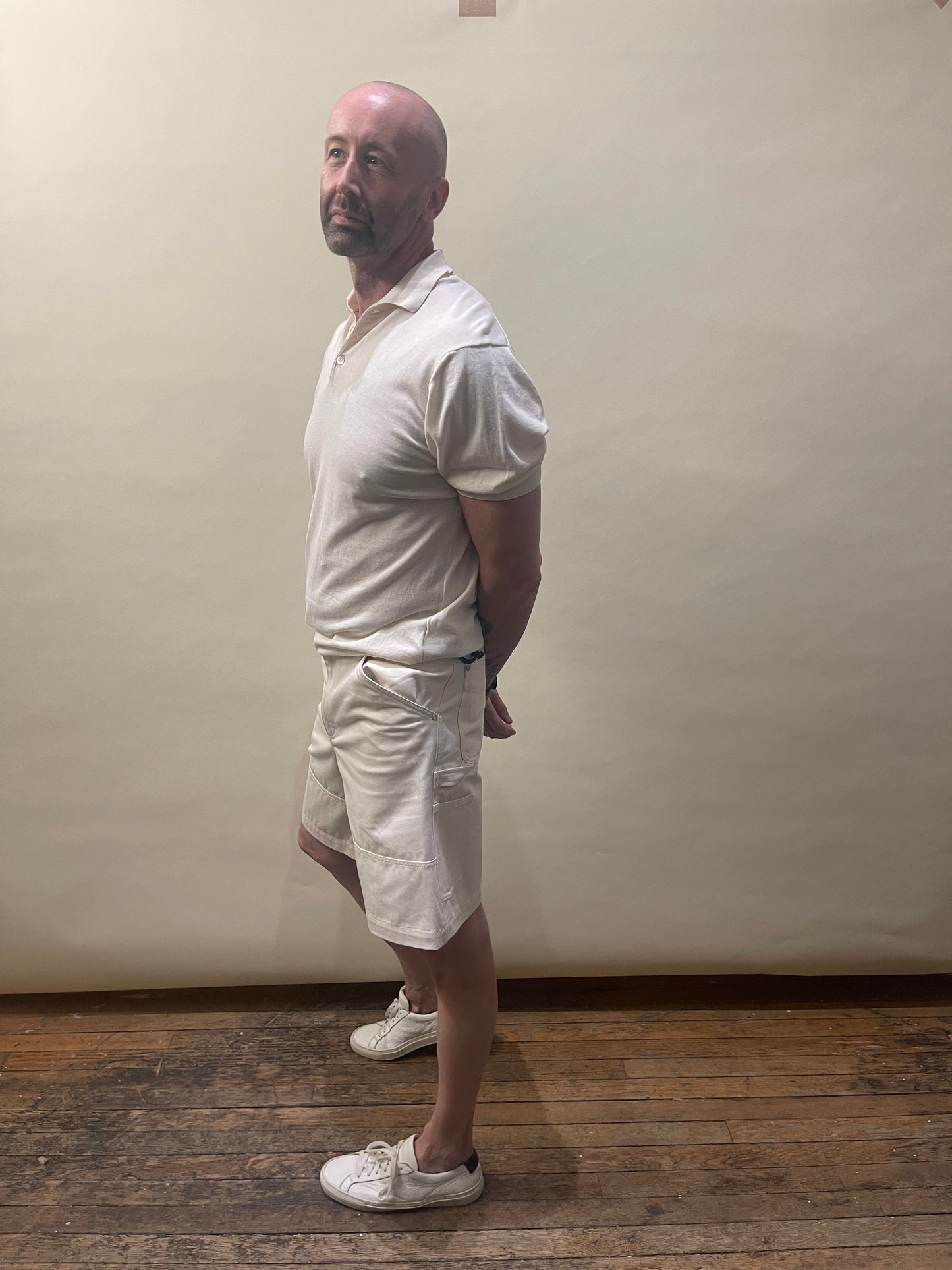 Moncler Cream Cotton Twill Bermuda Shorts 34