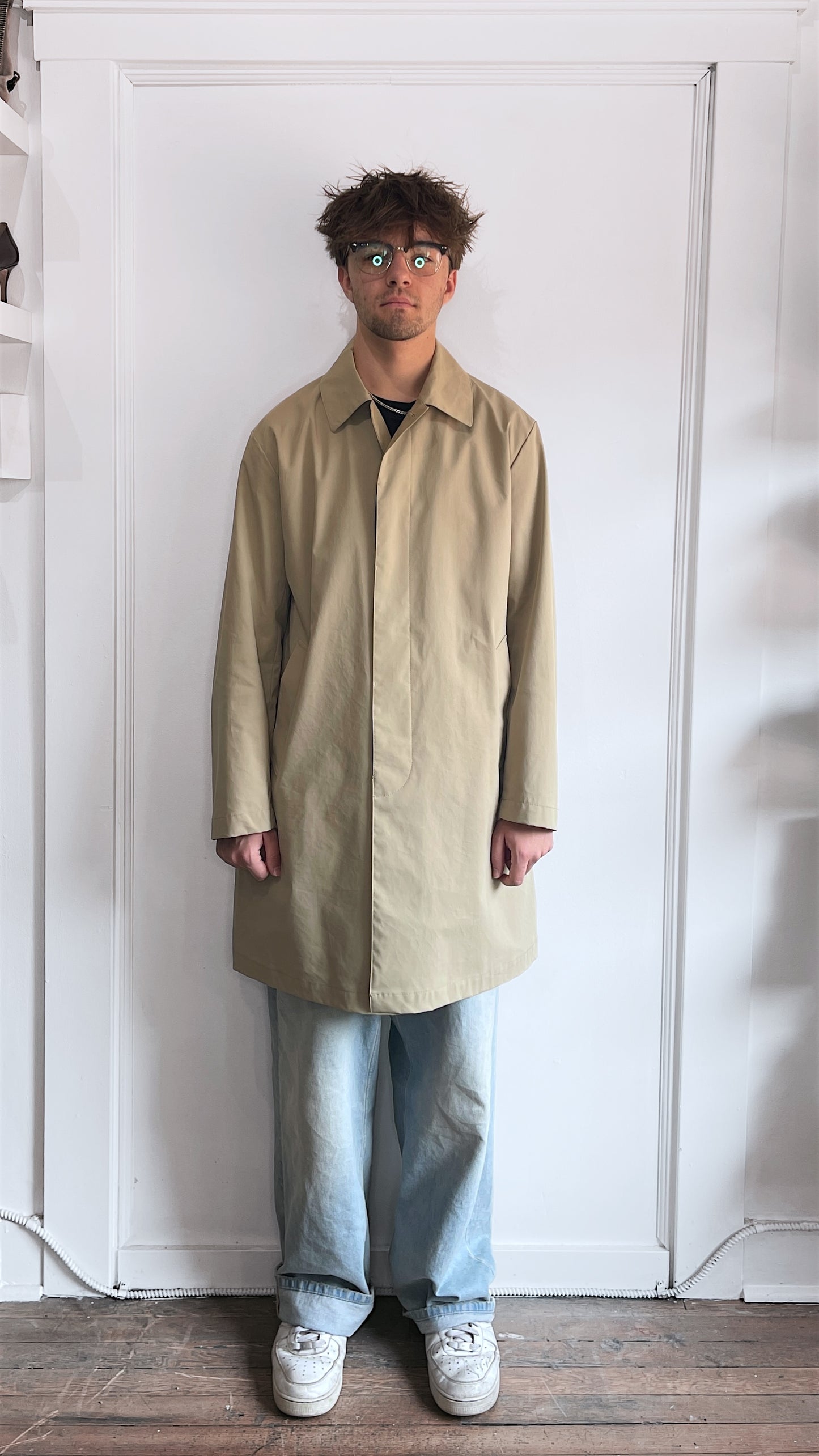 Still By Hand Tan Cotton Nylon Blend Overcoat Large