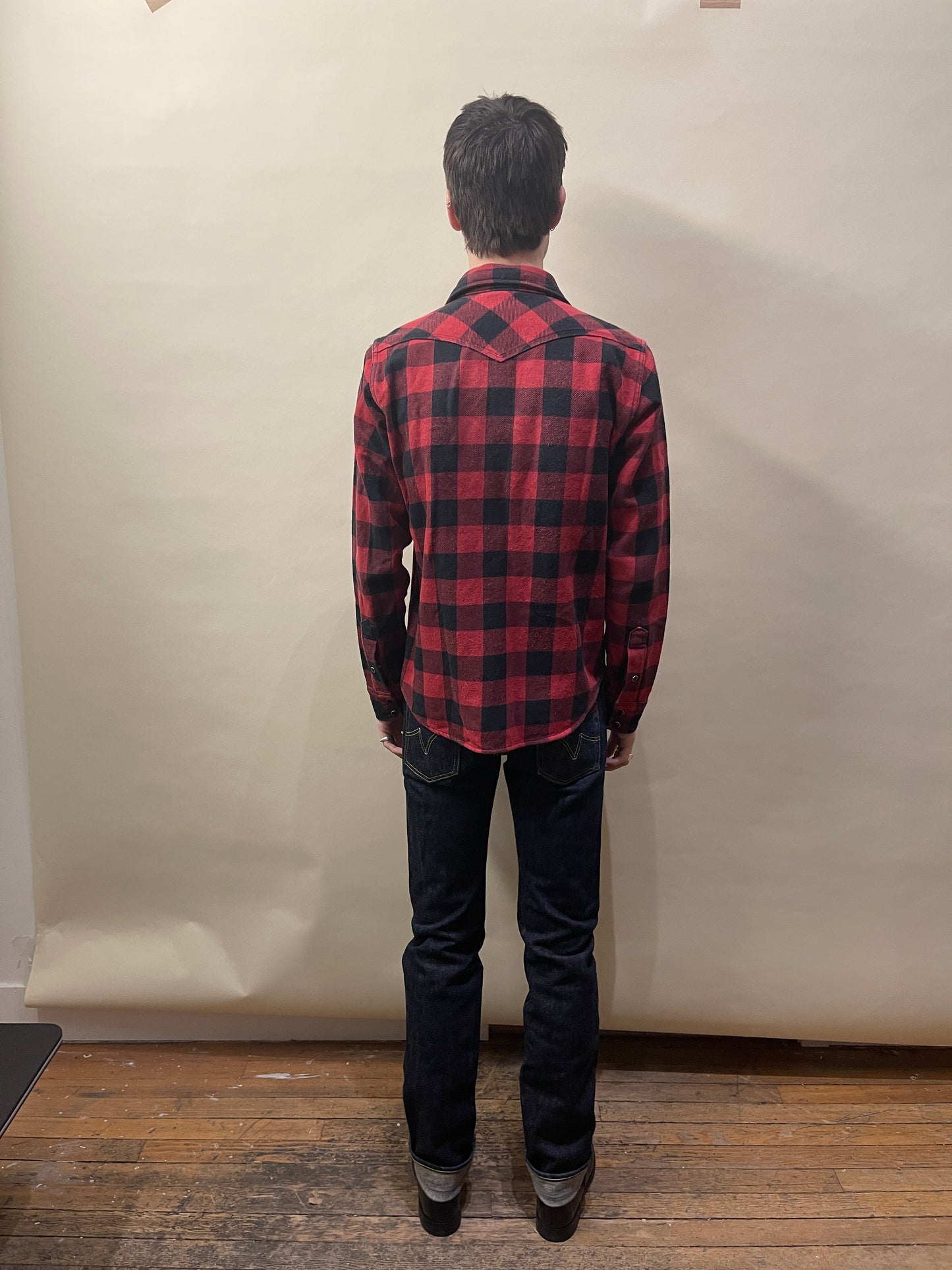 Iron Heart Red & Black Buffalo Check Western Shirt Large - L