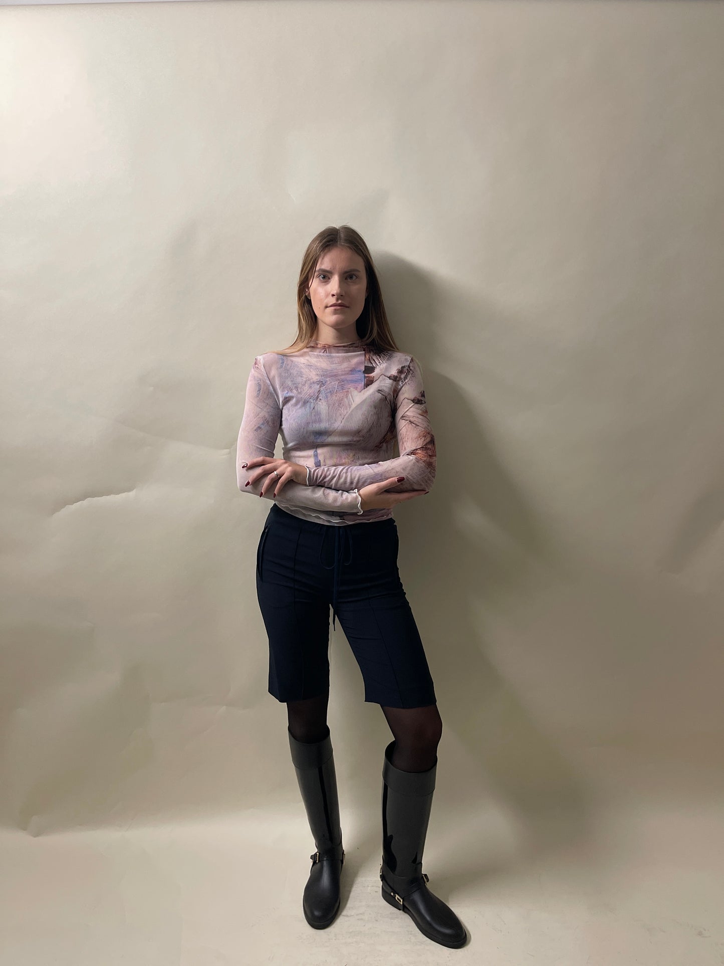 Our Legacy Pastel AOP Mesh Slim Turtleneck Shirt 38