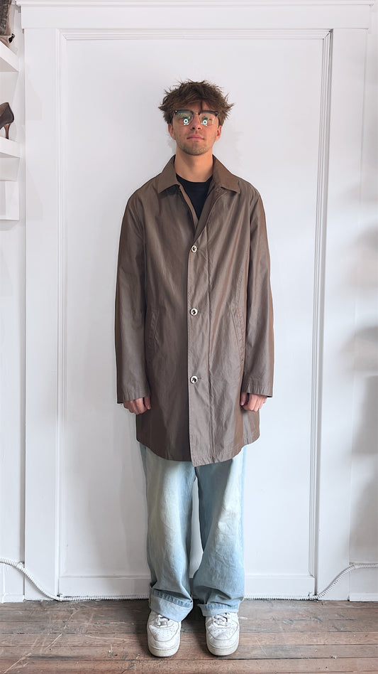 Etro Iridescent Brown Cotton Blend Overcoat 44