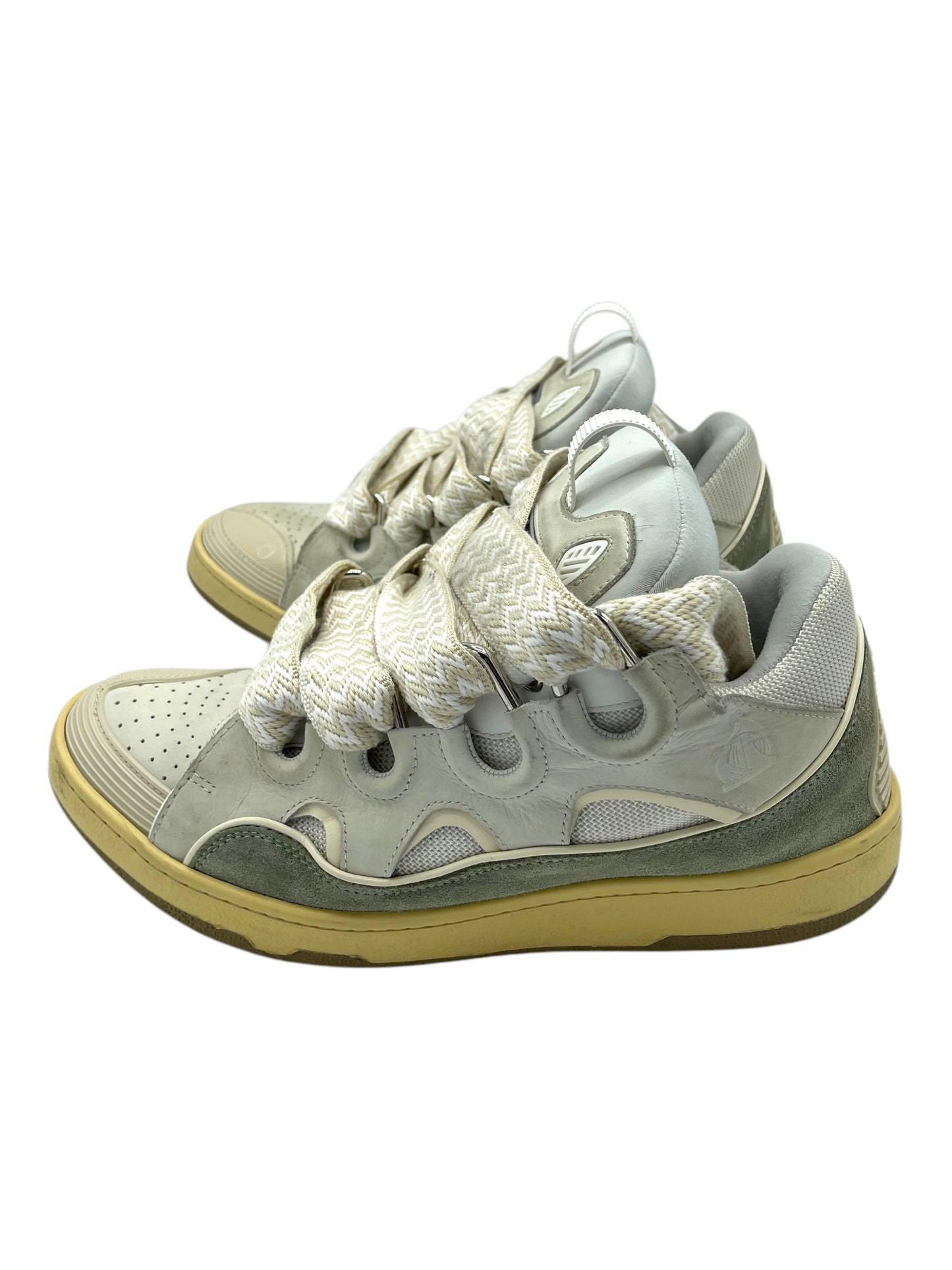 Lanvin White, Grey & Cream Curb Sneakers 11 M / 12.5 W