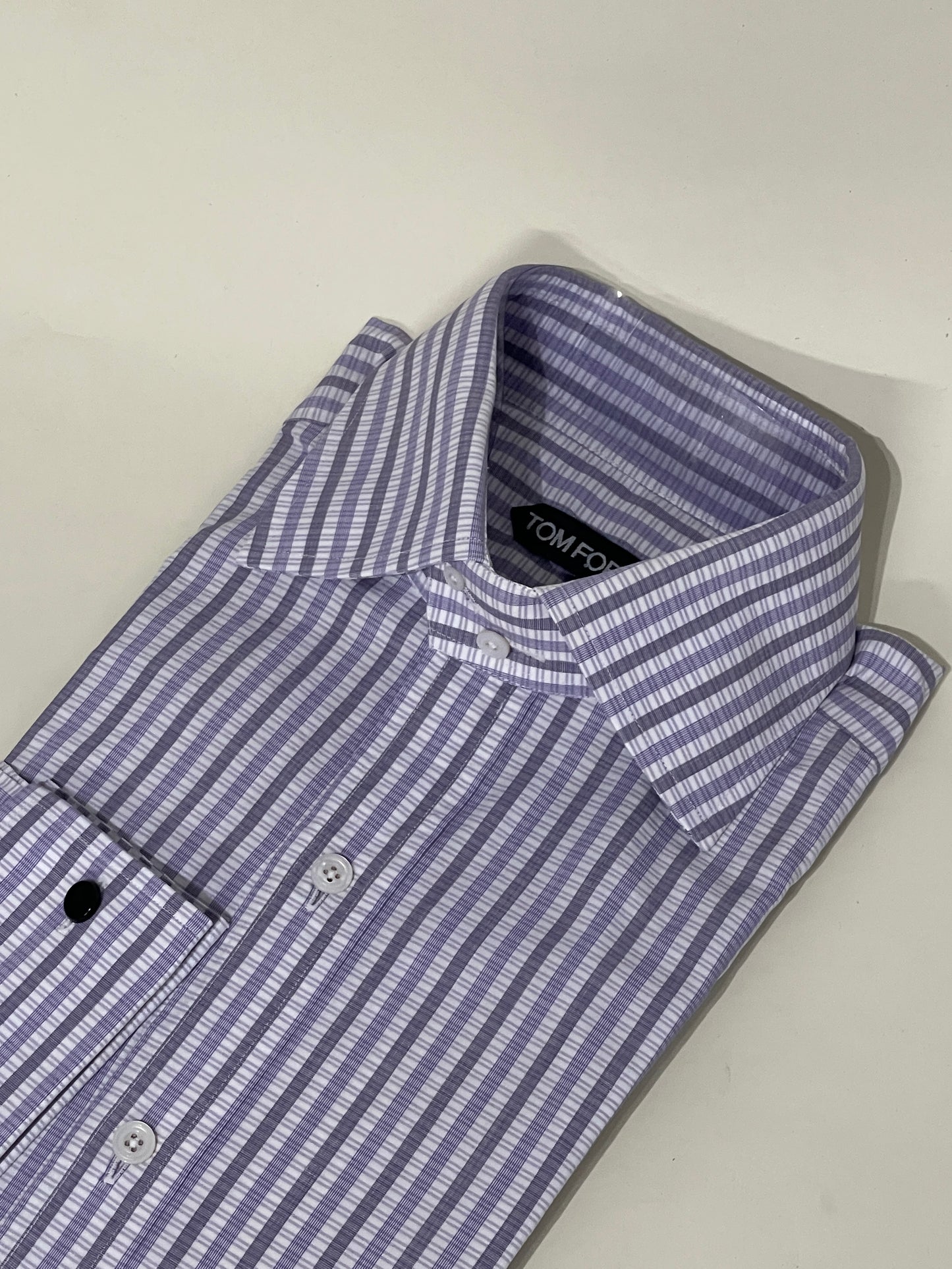 Tom Ford Light Purple & White Plaid Cotton Dress Shirt 15.5