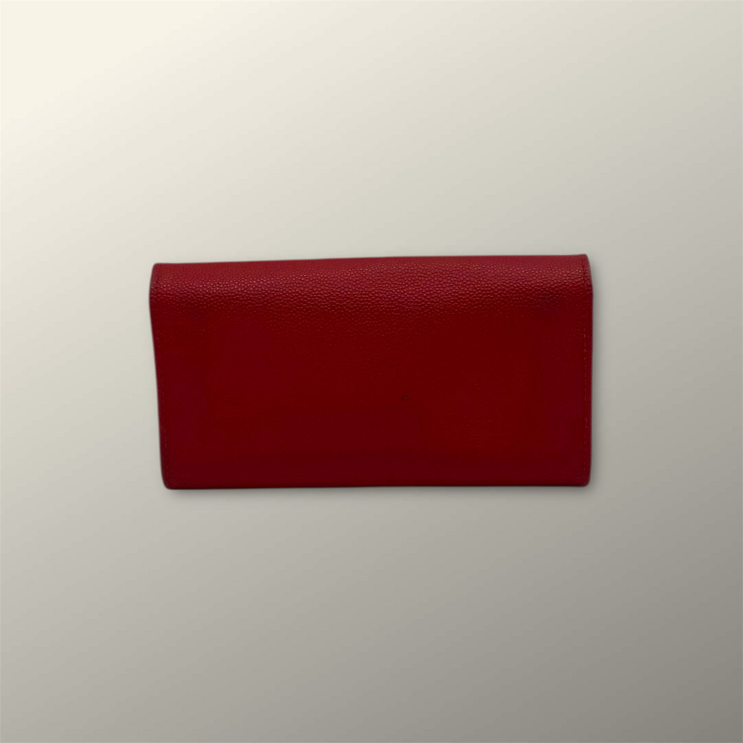 Pierre Balmain Red Pebbled Leather Foldover Wallet