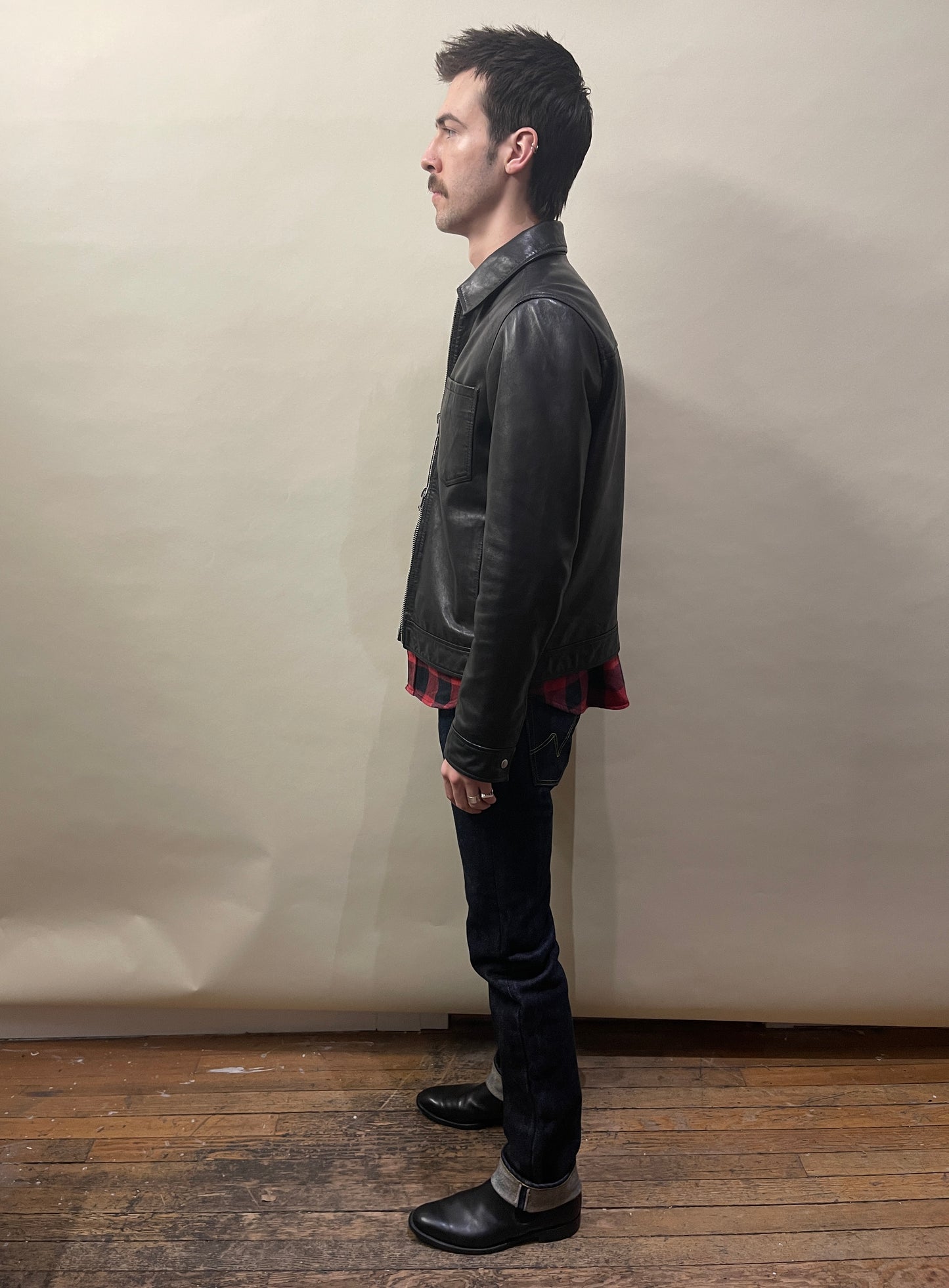 All Saints Black Lamb Leather Aloy Jacket Small - S