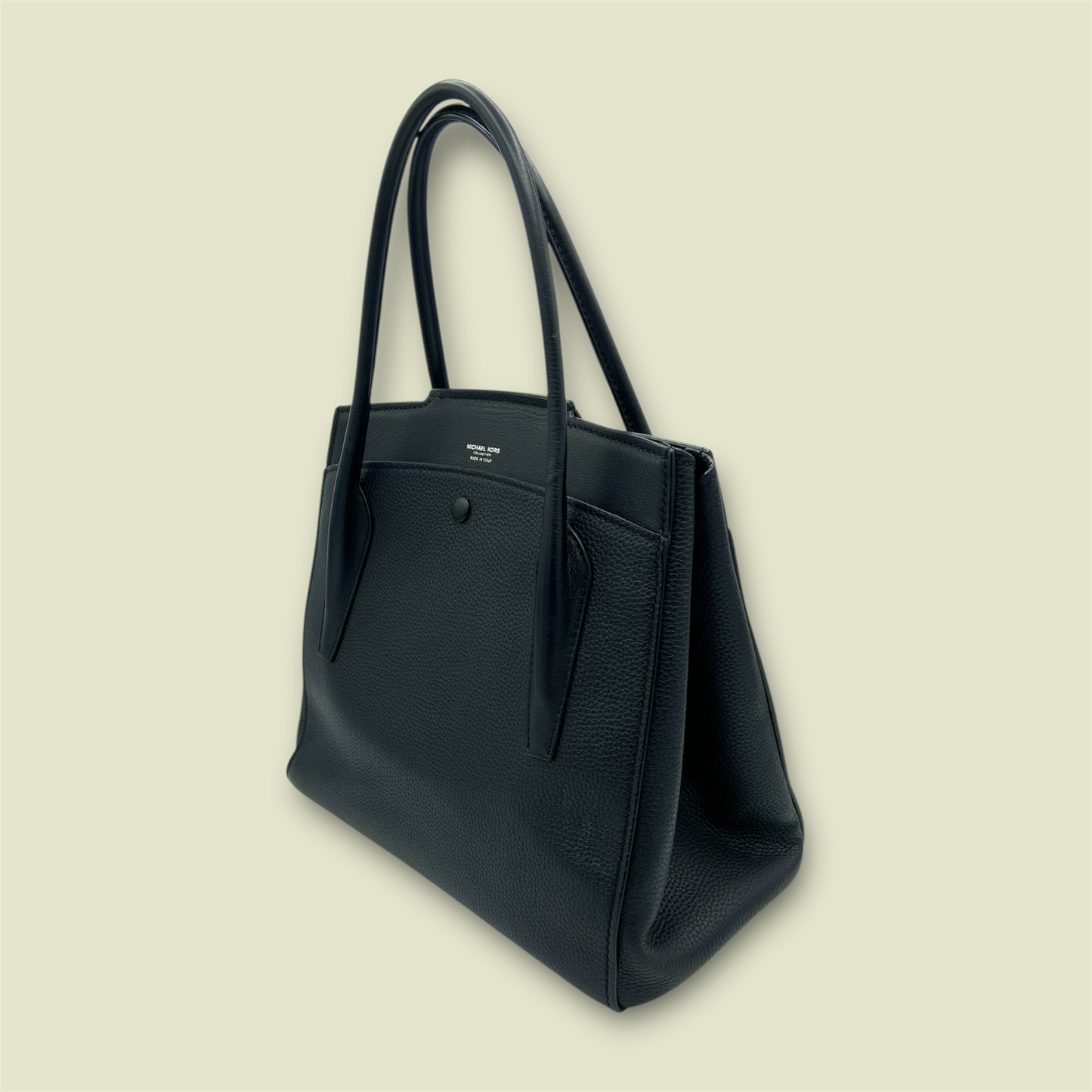 Michael Kors Collection Black Calfskin Leather Bancroft Handbag