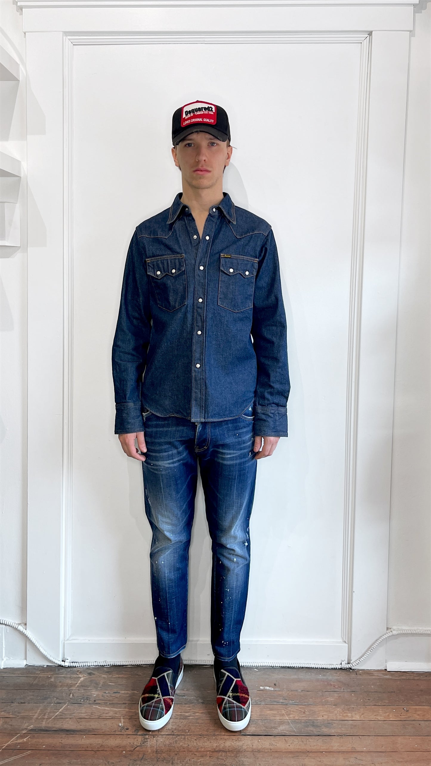 Studio D'artisan Indigo Snap Button Western Overshirt 38