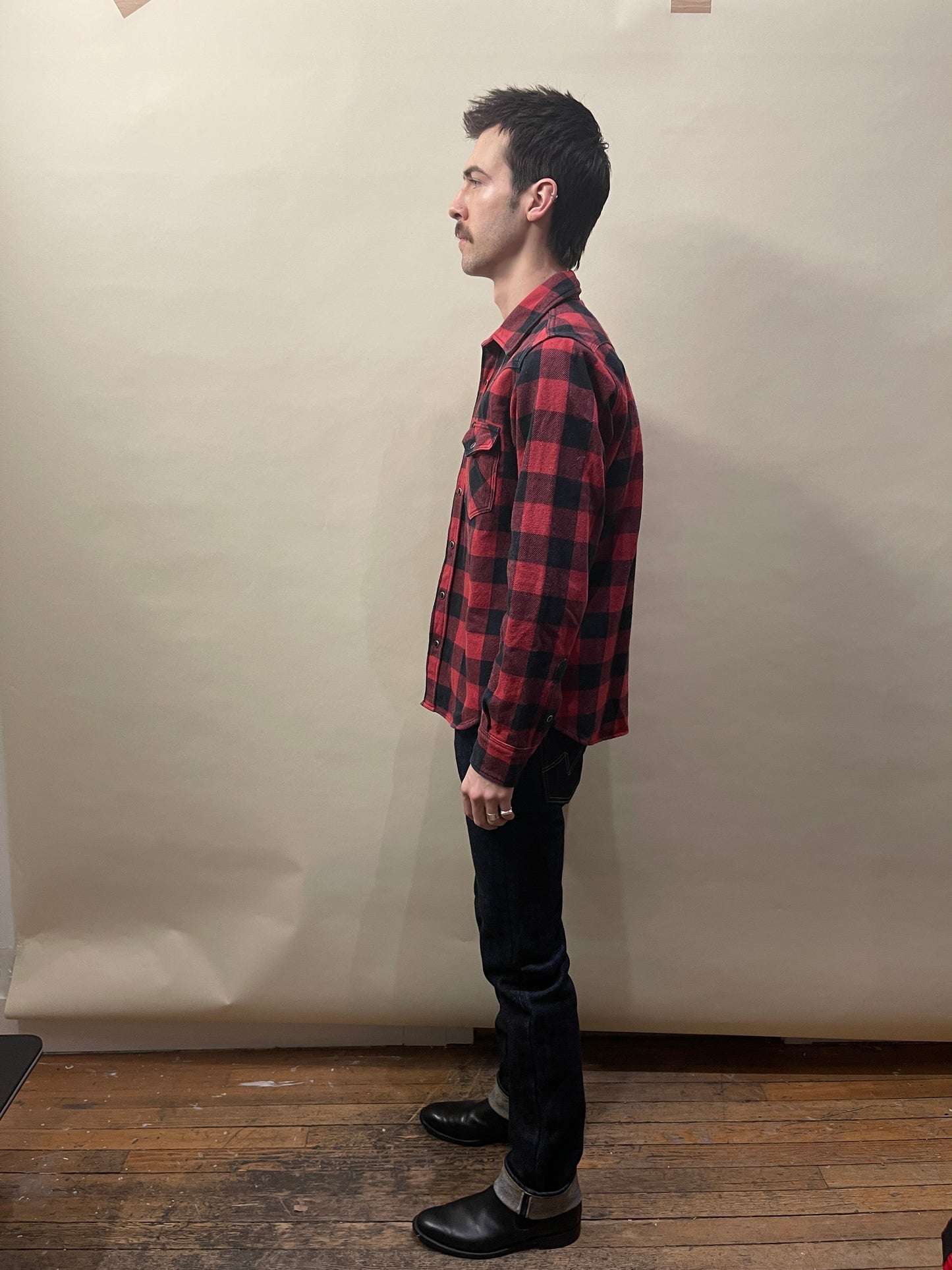 Iron Heart Red & Black Buffalo Check Western Shirt Large - L