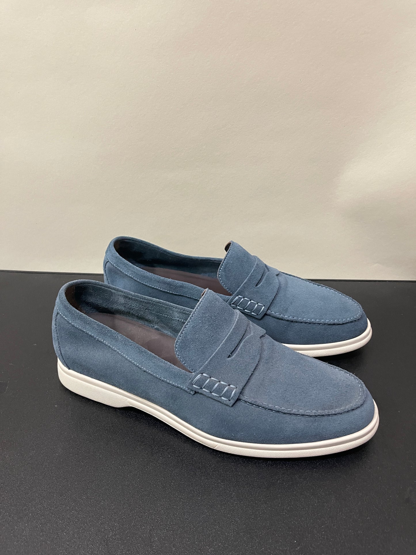 Canali Slate Blue Suede Casual Penny Loafers 8 M / 9.5 W