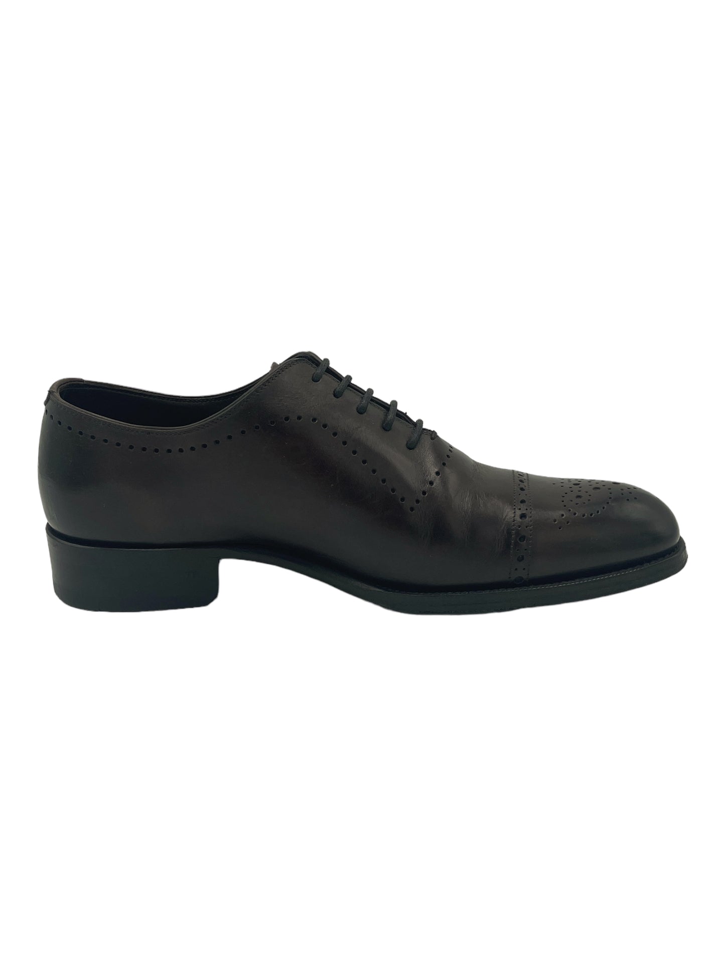 Tom Ford Dark Brown Burnished Leather Edgar Brogue Lace Up