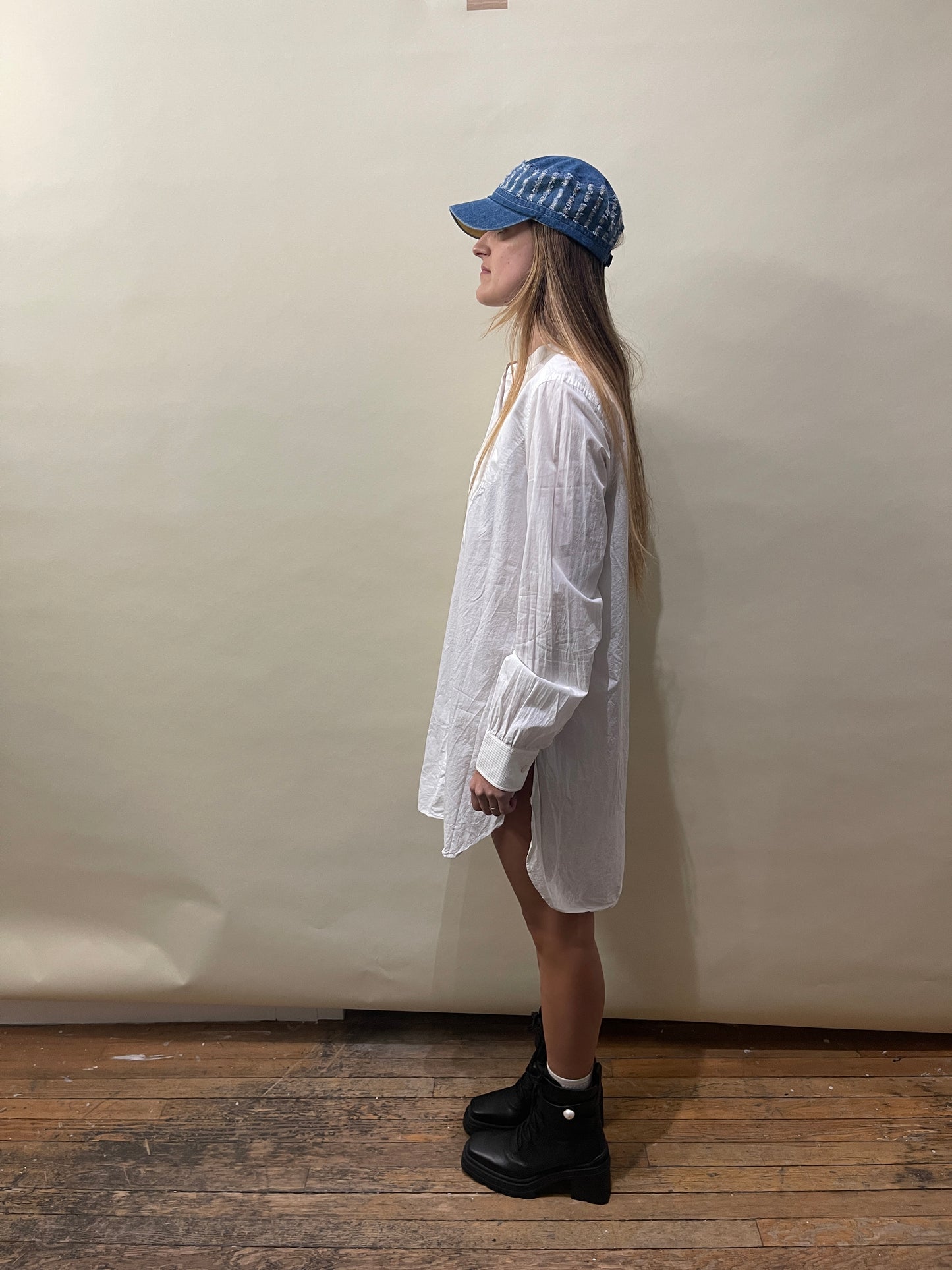 Burberry White Cotton Tuxedo Style LS Button Up Shirt Dress Large - L