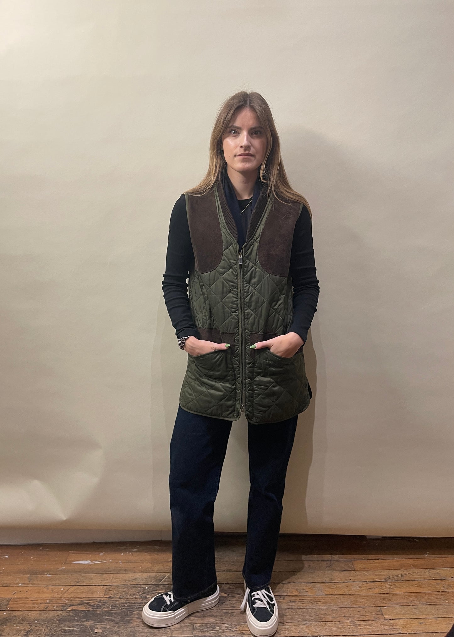 Barbour Olive Green & Brown New Keeper Wear Gilet Large - L