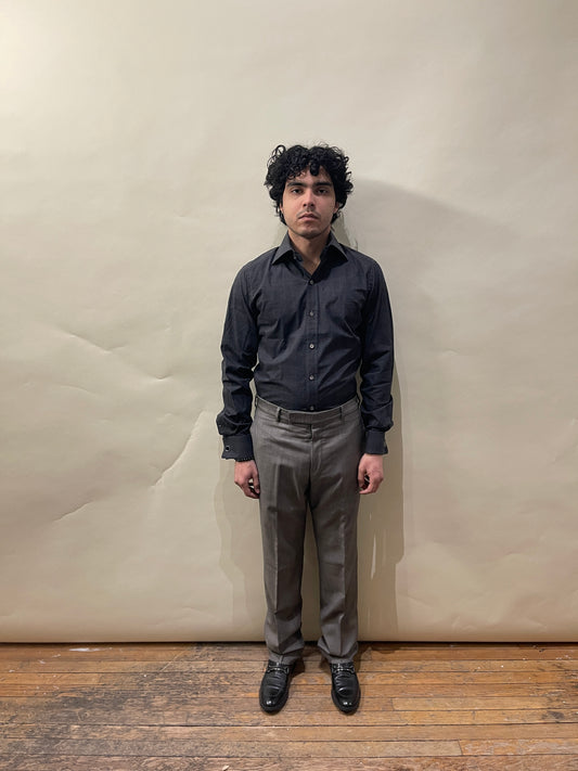 Tom Ford Charcoal & Black Tonal Plaid Dress Shirt 15.5