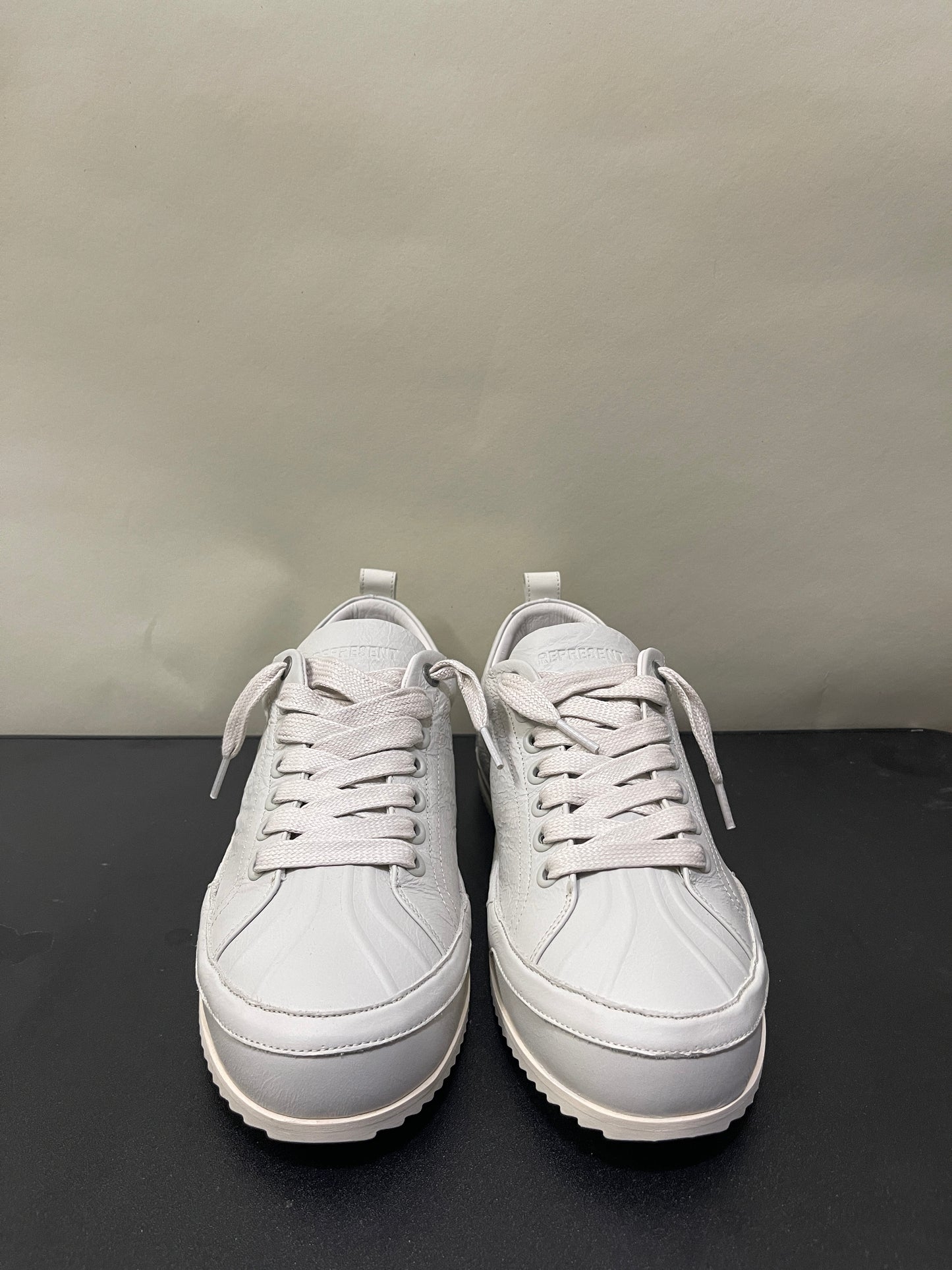 Represent Vintage White Crinkle Leather Alpha Wrap Sneakers 10.5 M / 12 W