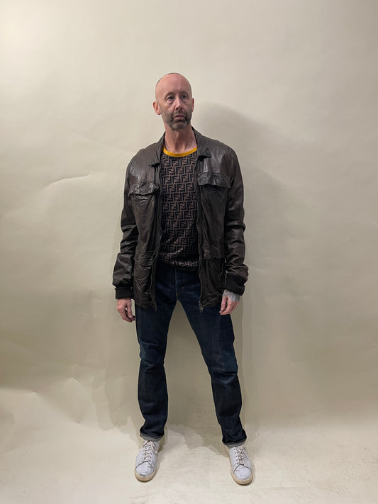 Giorgio Brato Brown Leather Multi Pocket Long Jacket 46