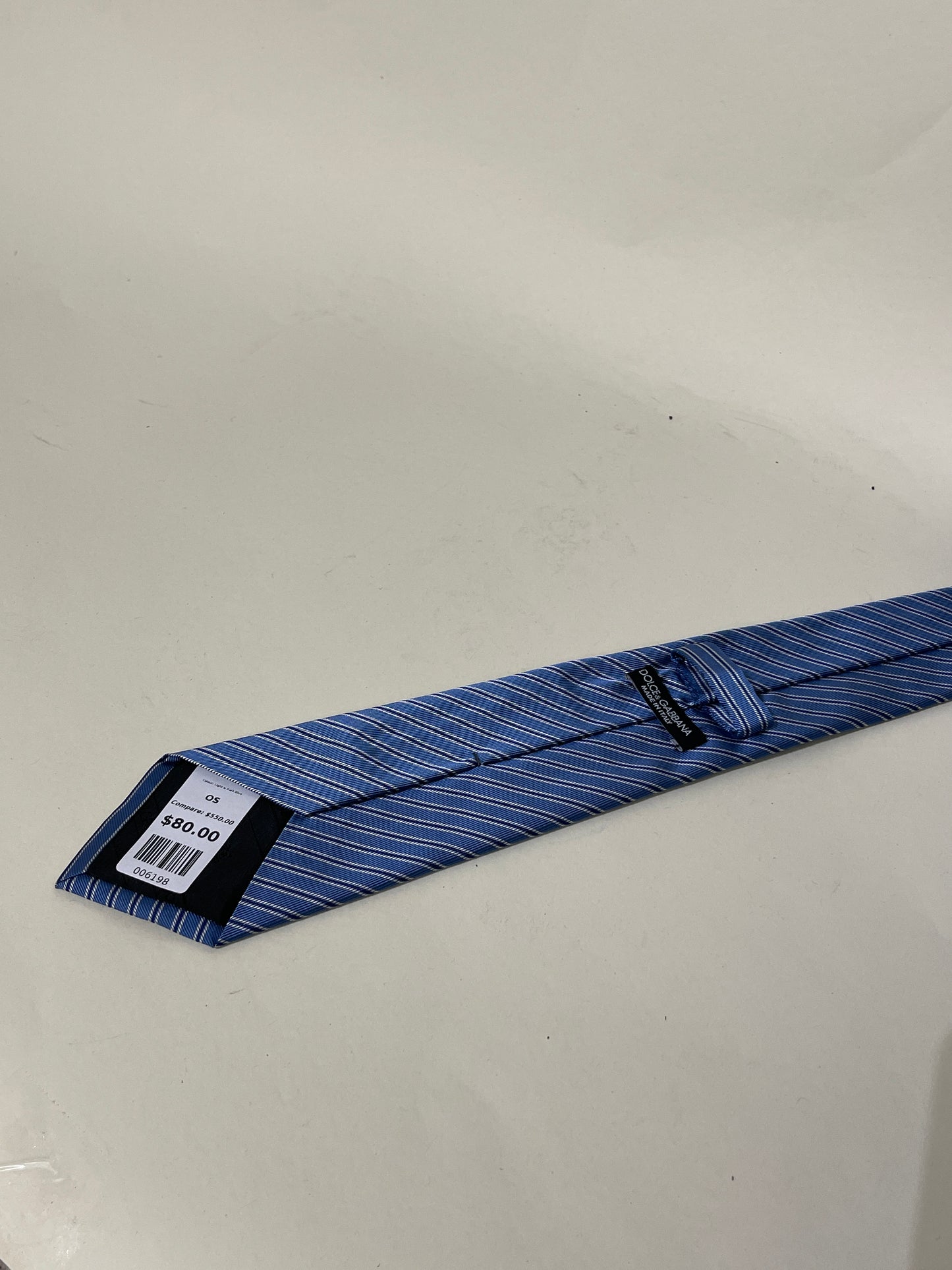Dolce & Gabbana Light & Dark Blue Diagonal Stripe Silk Tie